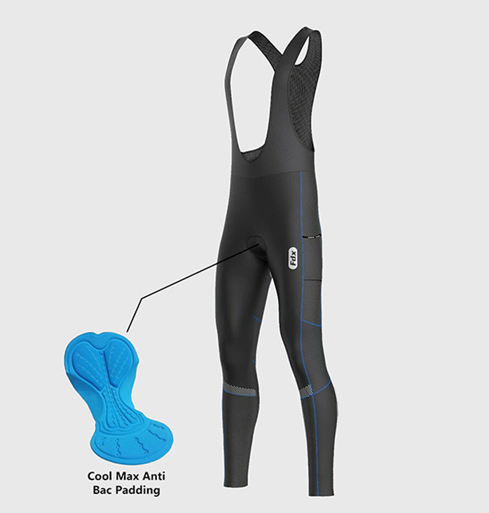 Fdx All Day Men's Blue Thermal Padded Cycling Bib Tights