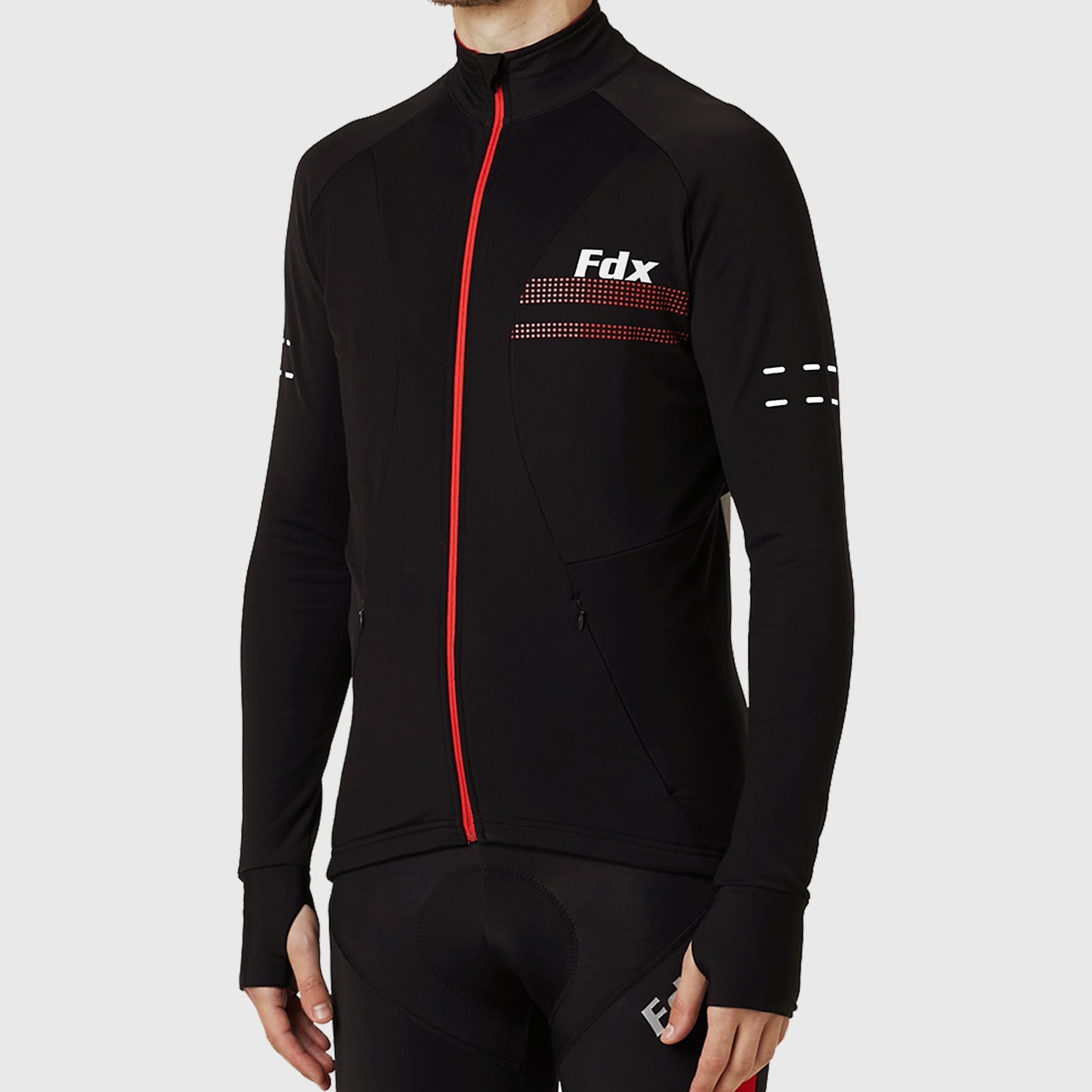 Fdx Arch Men's Red Thermal Long Sleeve Cycling Jersey
