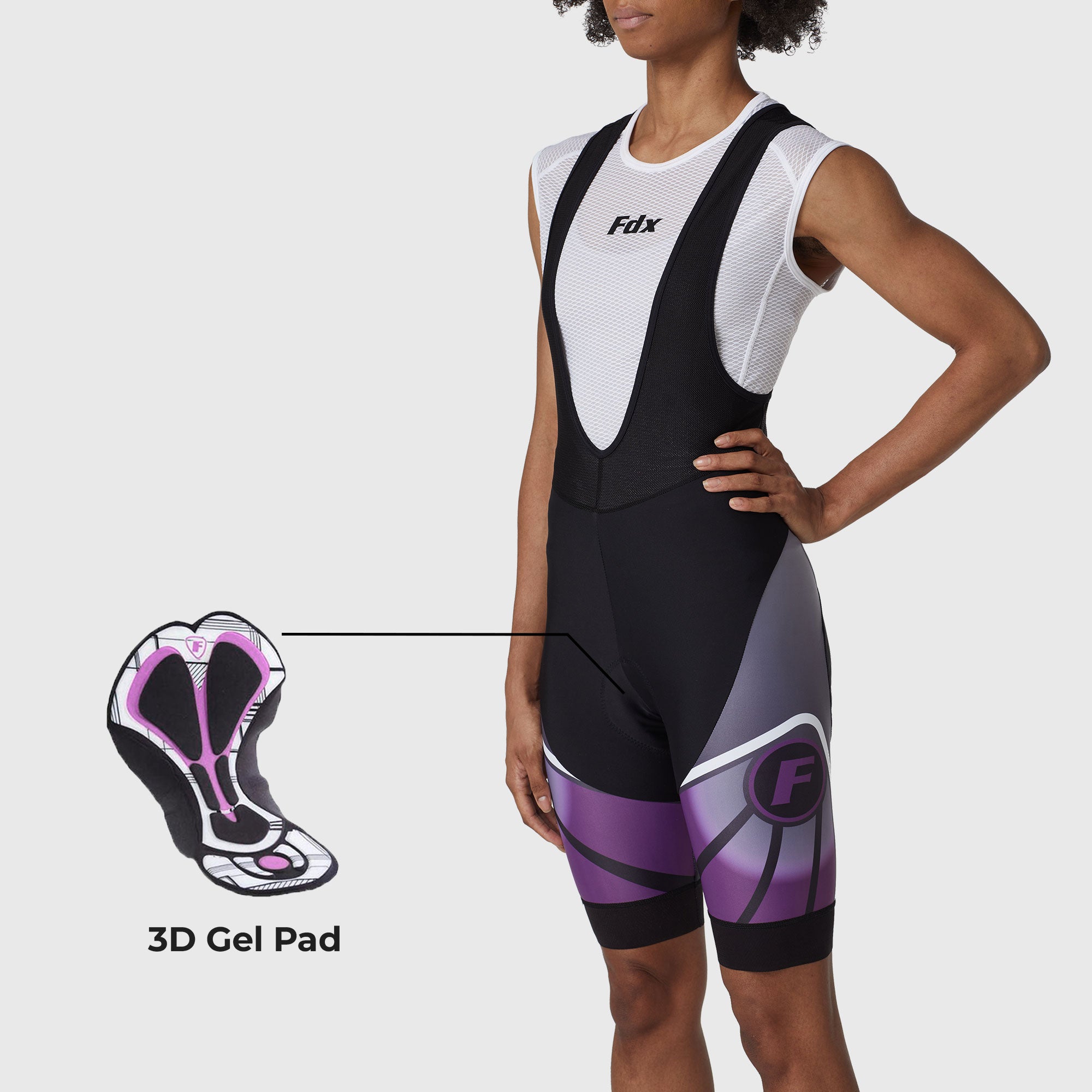 Fdx Signature Purple Women's Summer Cycling Padded Bib Shorts