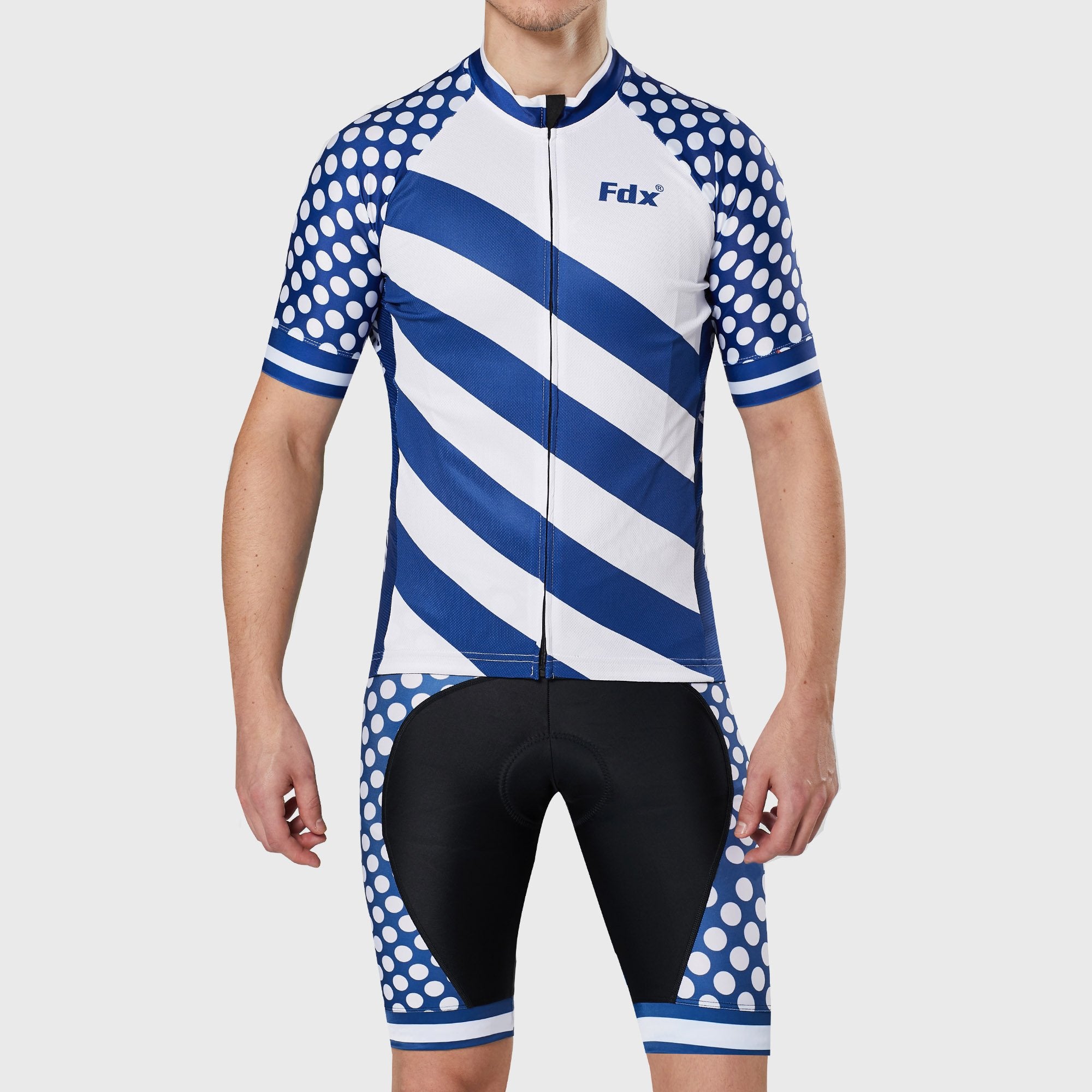 Fdx Men's Set Equin White Short Sleeve Summer Cycling Jersey & Bib Shorts