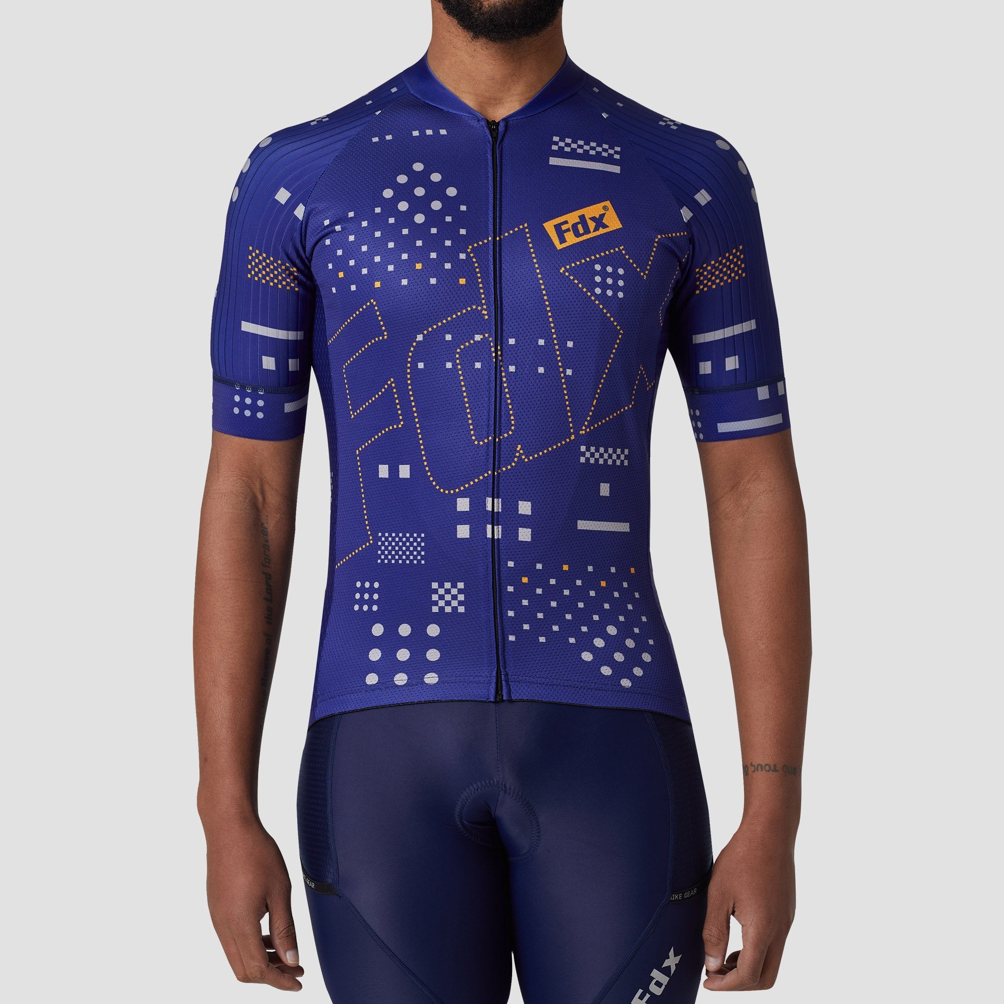 Fdx All Day Blue Men's Short Sleeve Summer Cycling Jersey