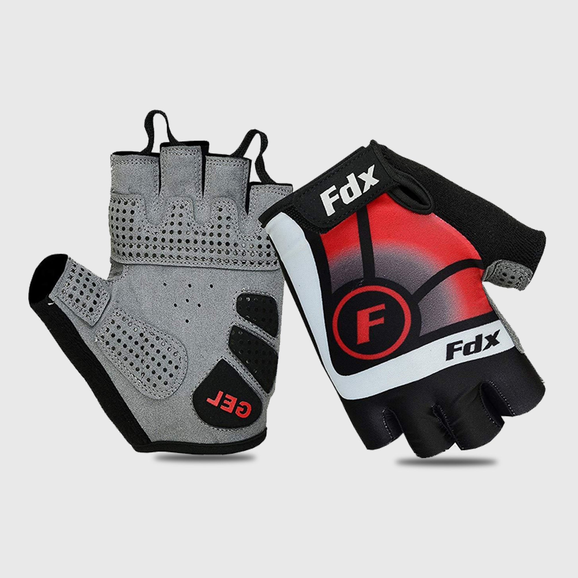 Fdx Signature Red Gel Padded Short Finger Summer Cycling Gloves
