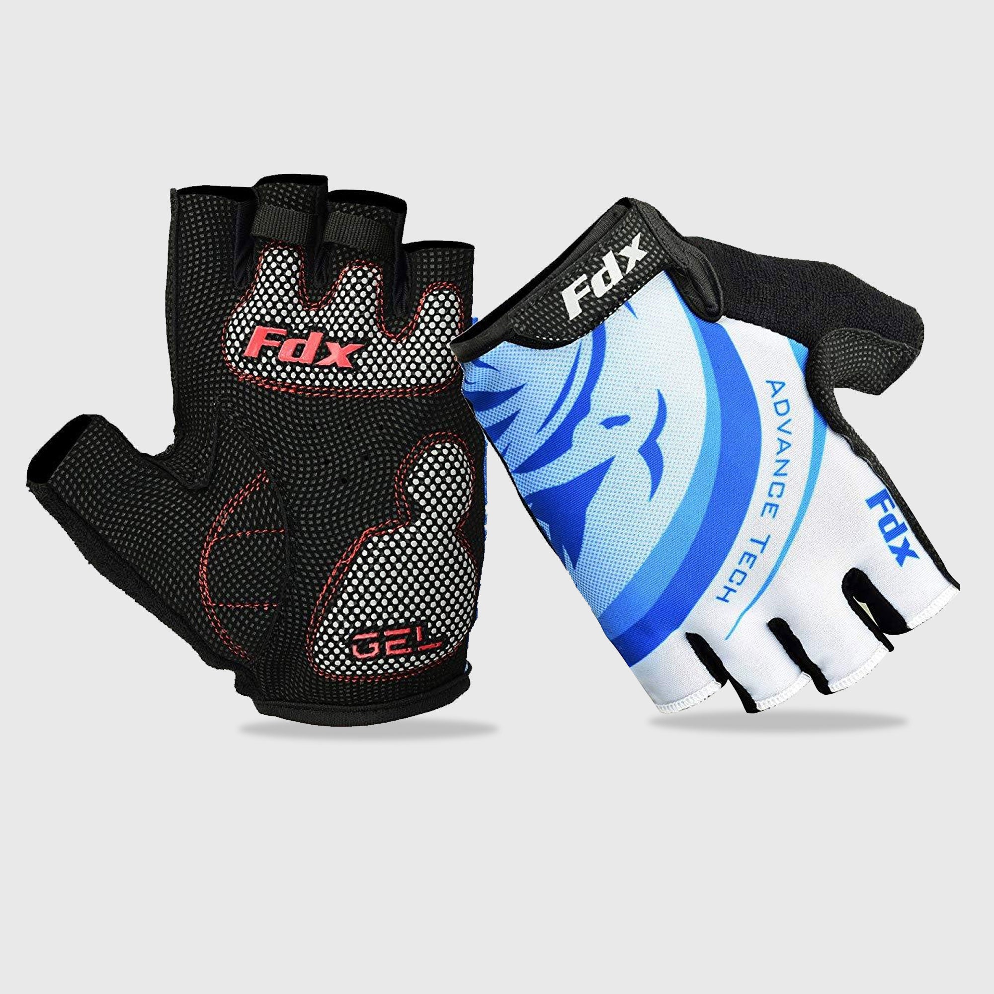 Fdx Delta White Gel Padded Fingerless Summer Cycling Gloves