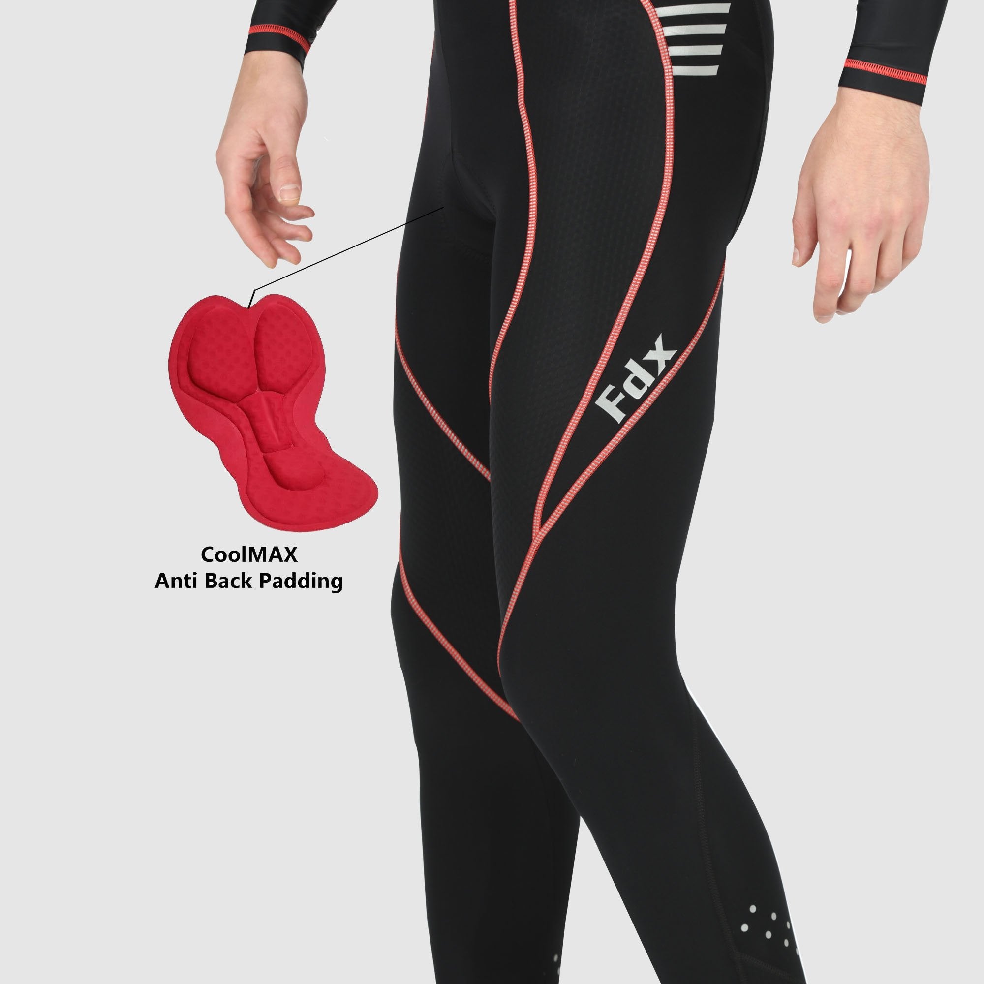 Fdx Divine Men's Red Thermal Padded Cycling Tights
