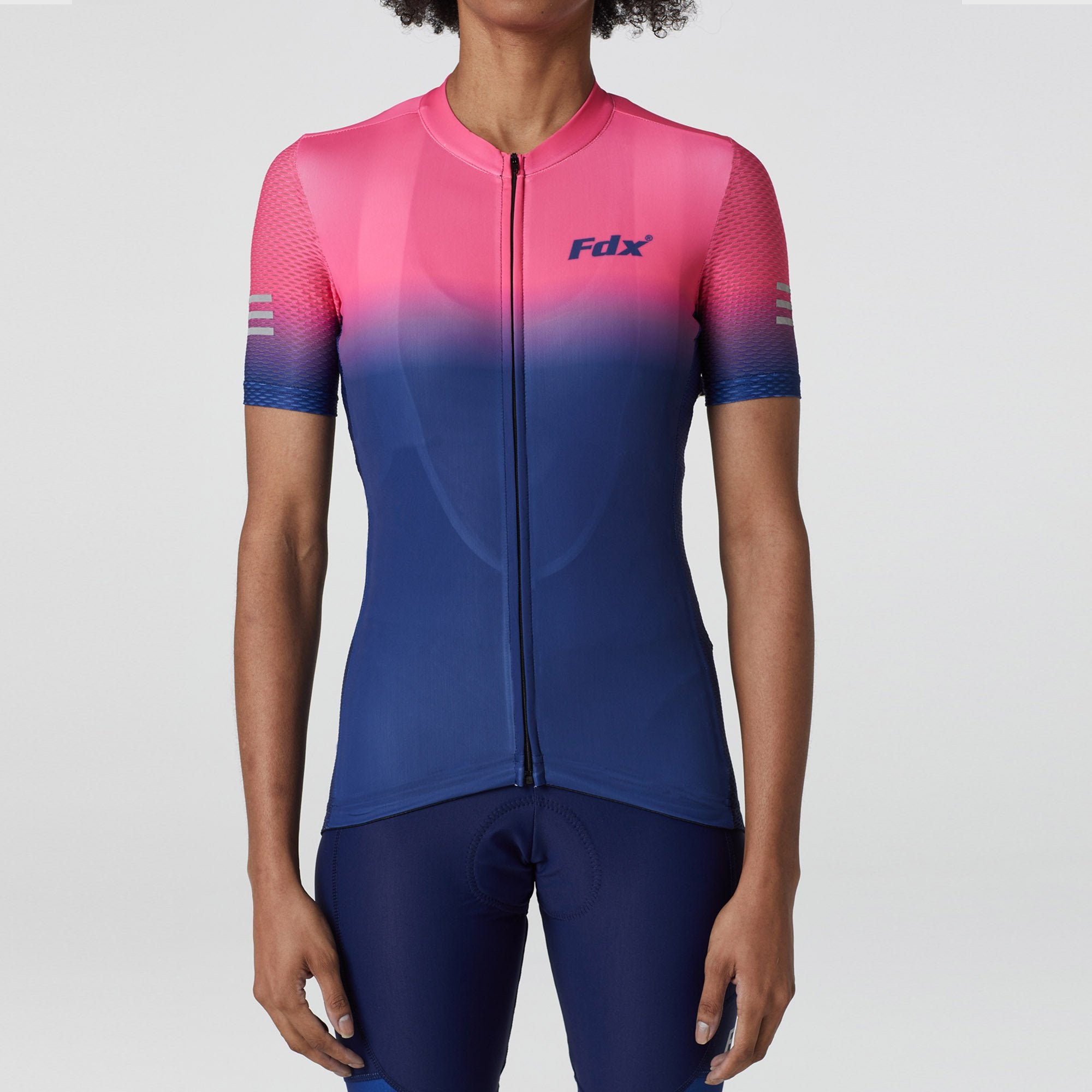 Fdx Duo Pink / Blue Women's Short Sleeve Summer Cycling Jersey