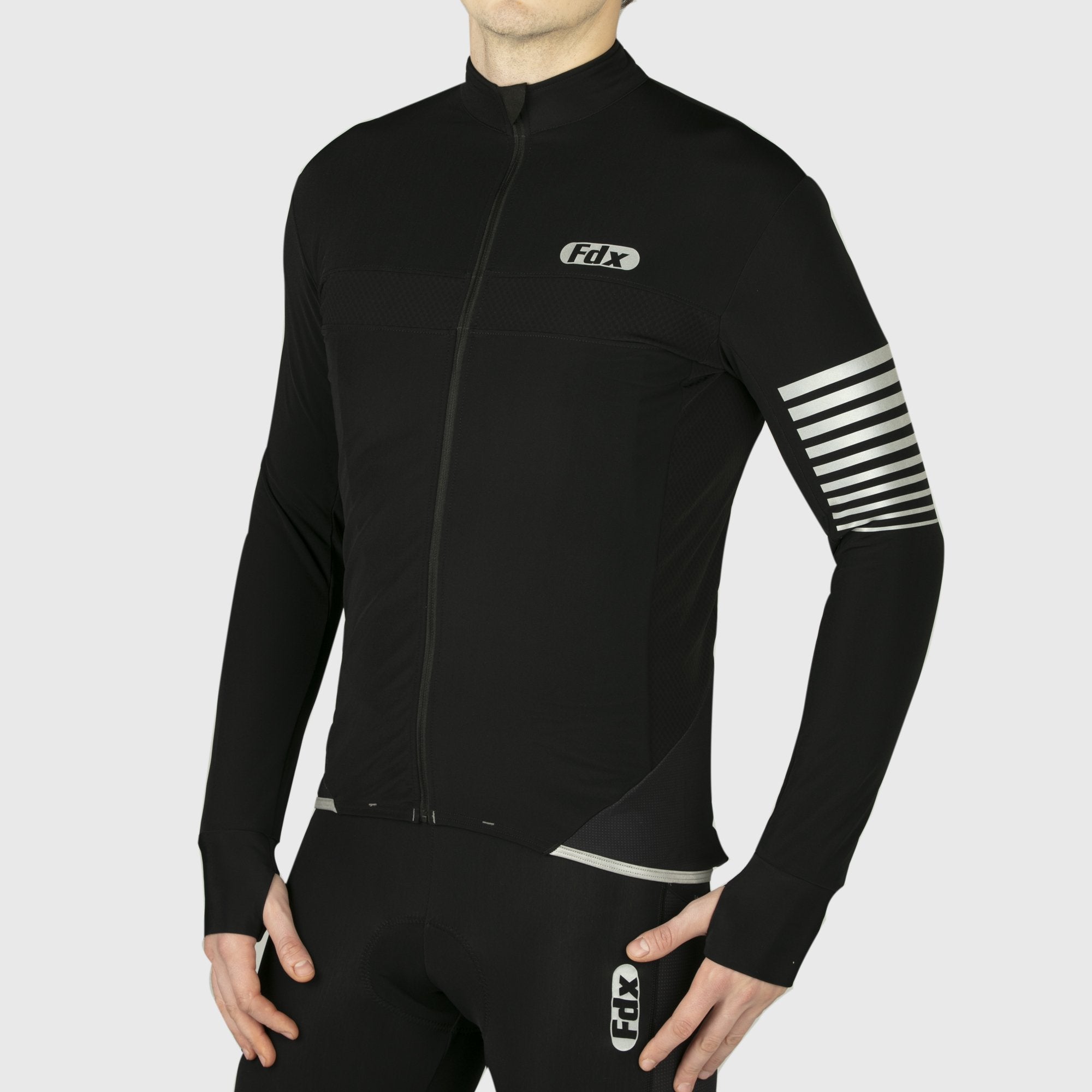 Fdx All Day Men's Black Thermal Roubaix Long Sleeve Cycling Jersey