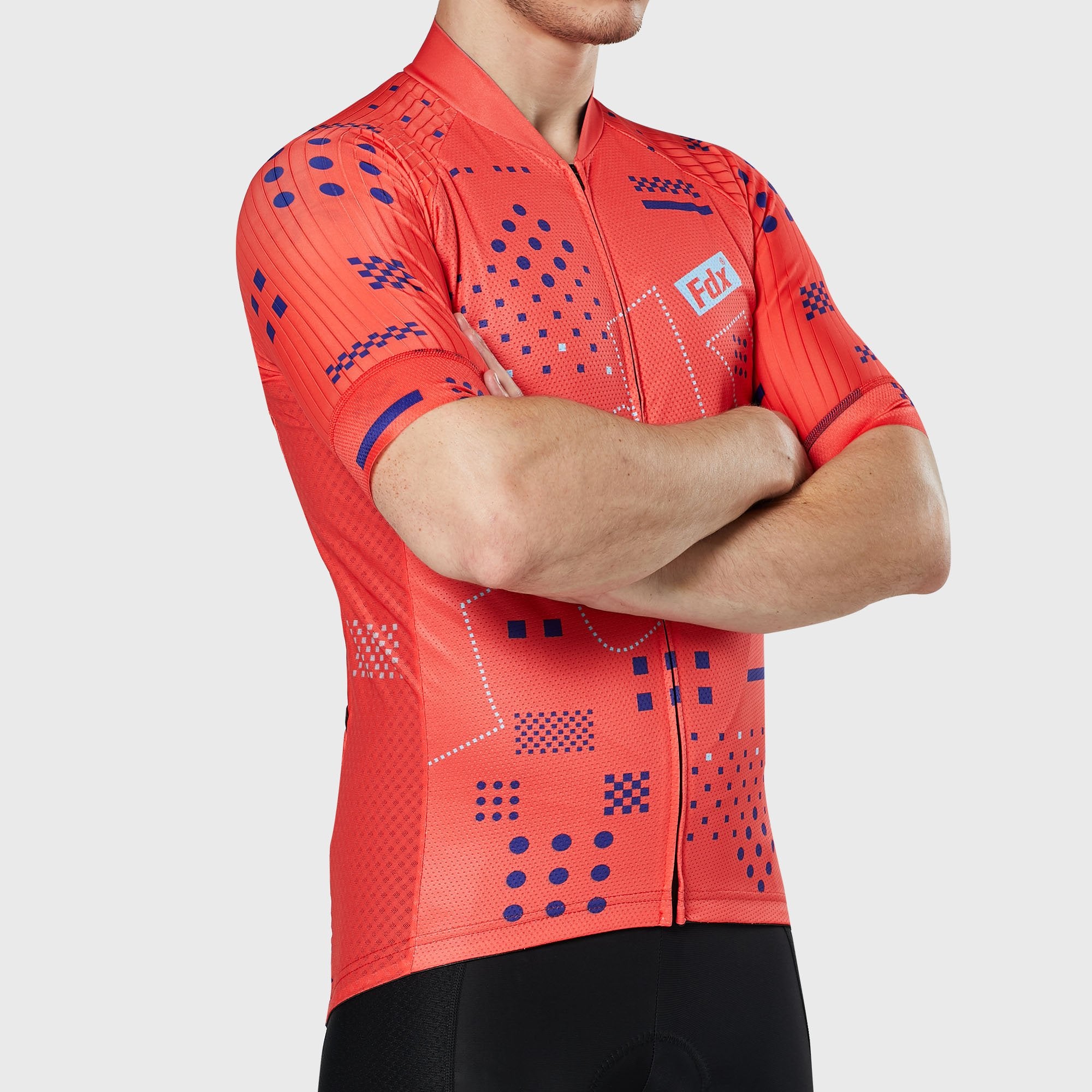 Fdx All Day Red Men's Short Sleeve Summer Cycling Jersey