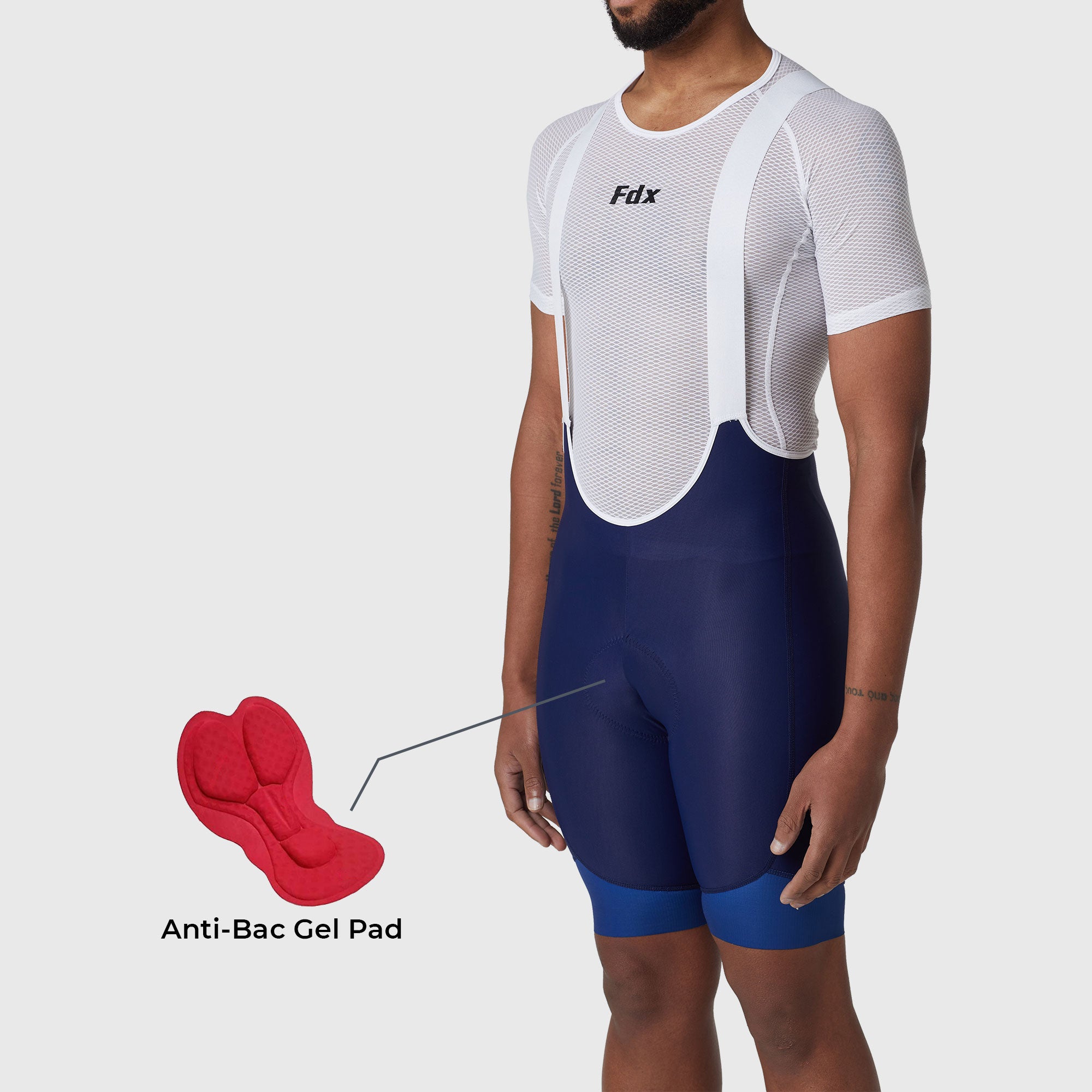 Fdx Duo Blue Men's Padded Summer Cycling Cargo Bib Shorts