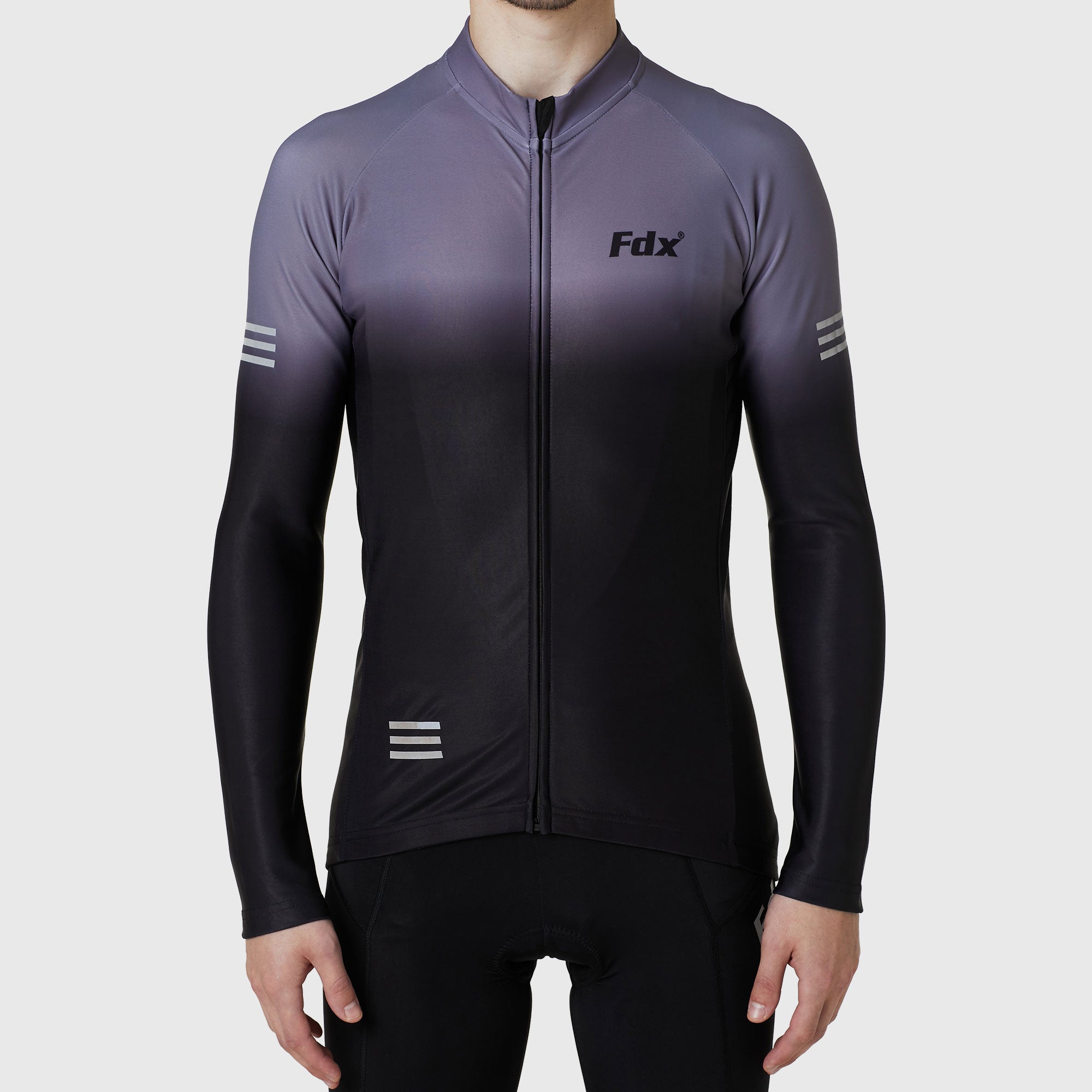 Fdx Duo Men's Grey / Black Thermal Roubaix Long Sleeve Cycling Jersey
