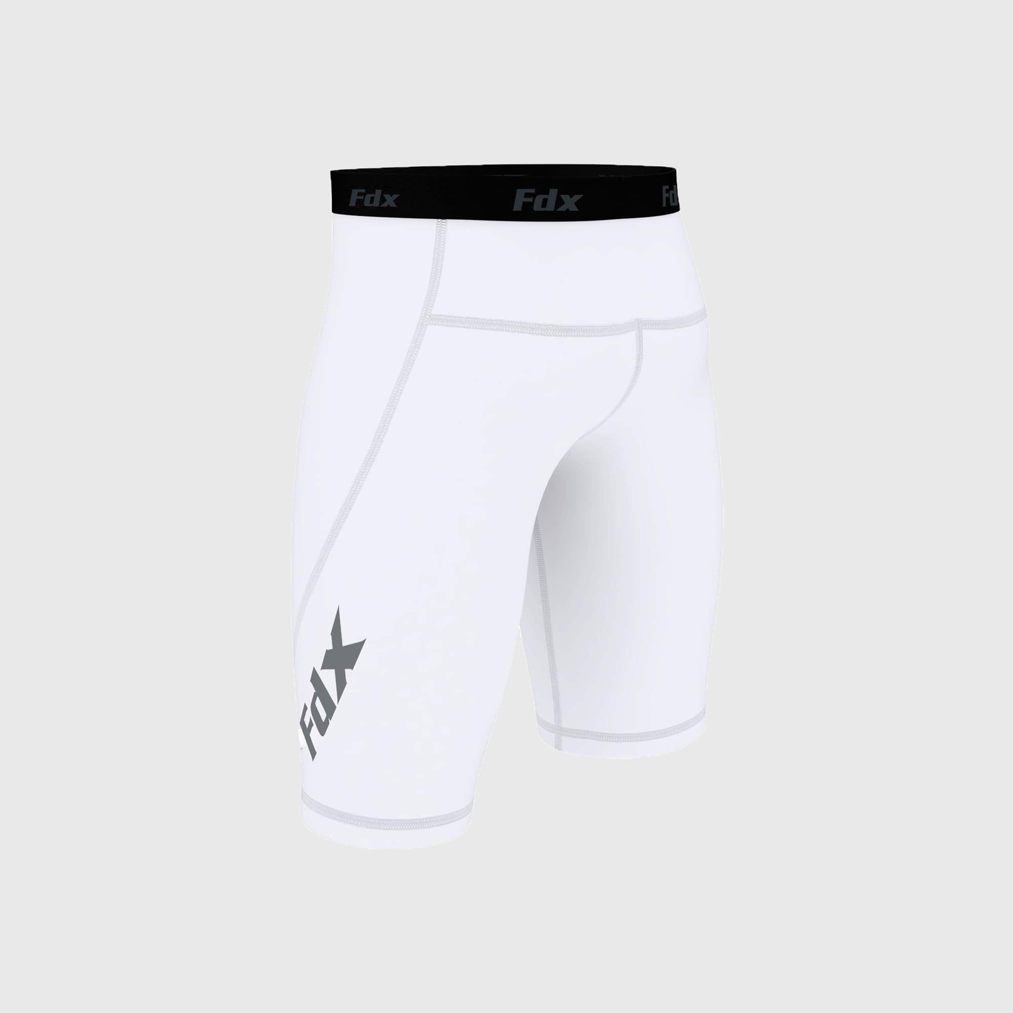 Fdx Men's White Compression Shorts Skin Tight Gym Pants