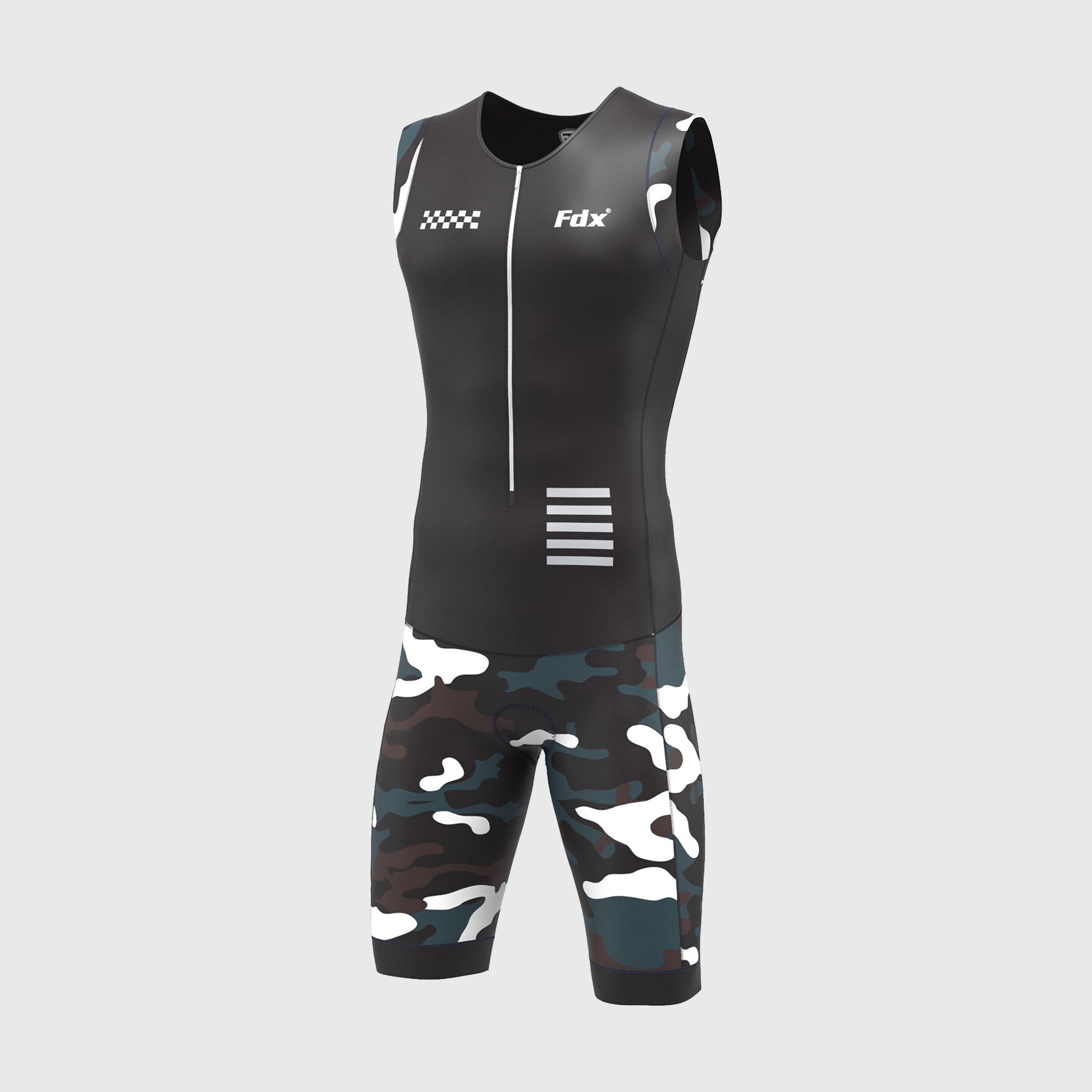 Fdx Camouflage Black Men's Padded Triathlon Suit