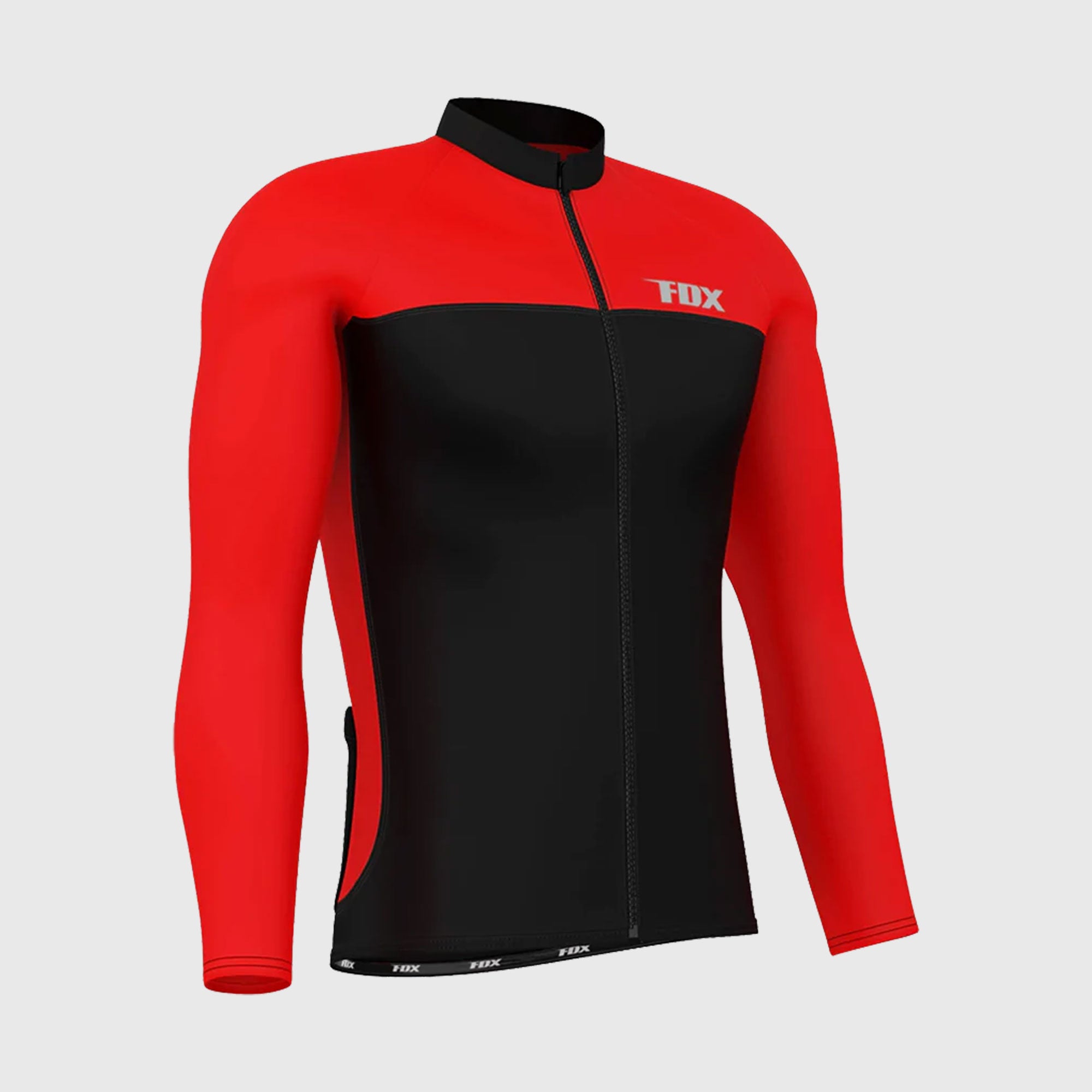 Fdx Comet Men's Red Thermal Roubaix Long Sleeve Cycling Jersey
