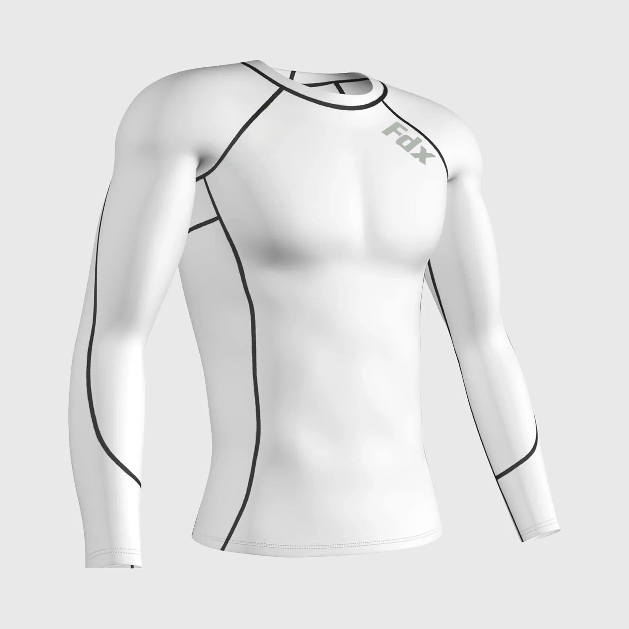 Fdx Cosmic White Men's Compression Thermal Winter Base Layer Shirt