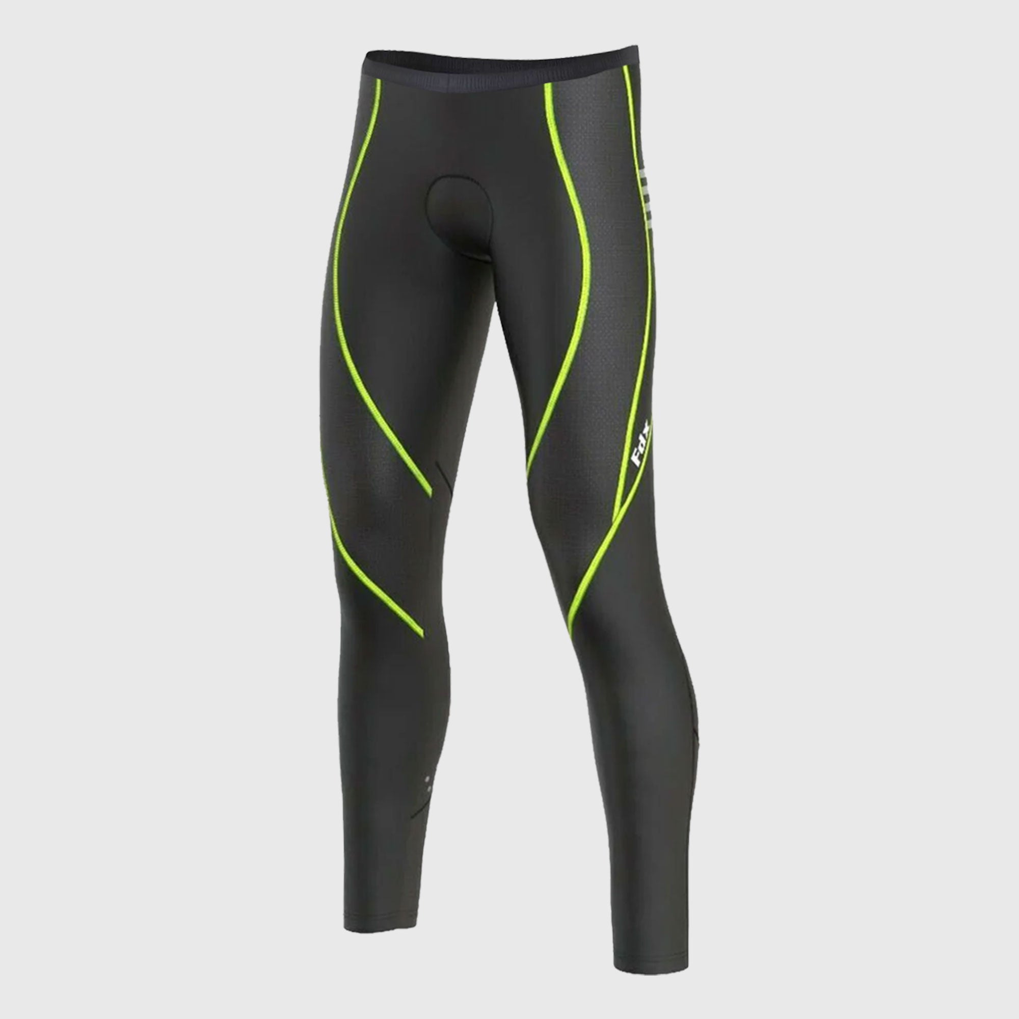 Fdx Divine Men's Fluorescent Yellow Thermal Padded Cycling Tights