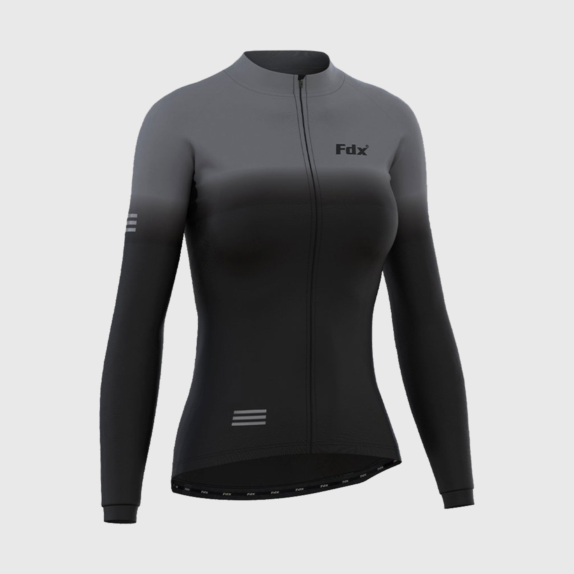Fdx Duo Women's Grey / Black Long Sleeve Winter Cycling Jersey