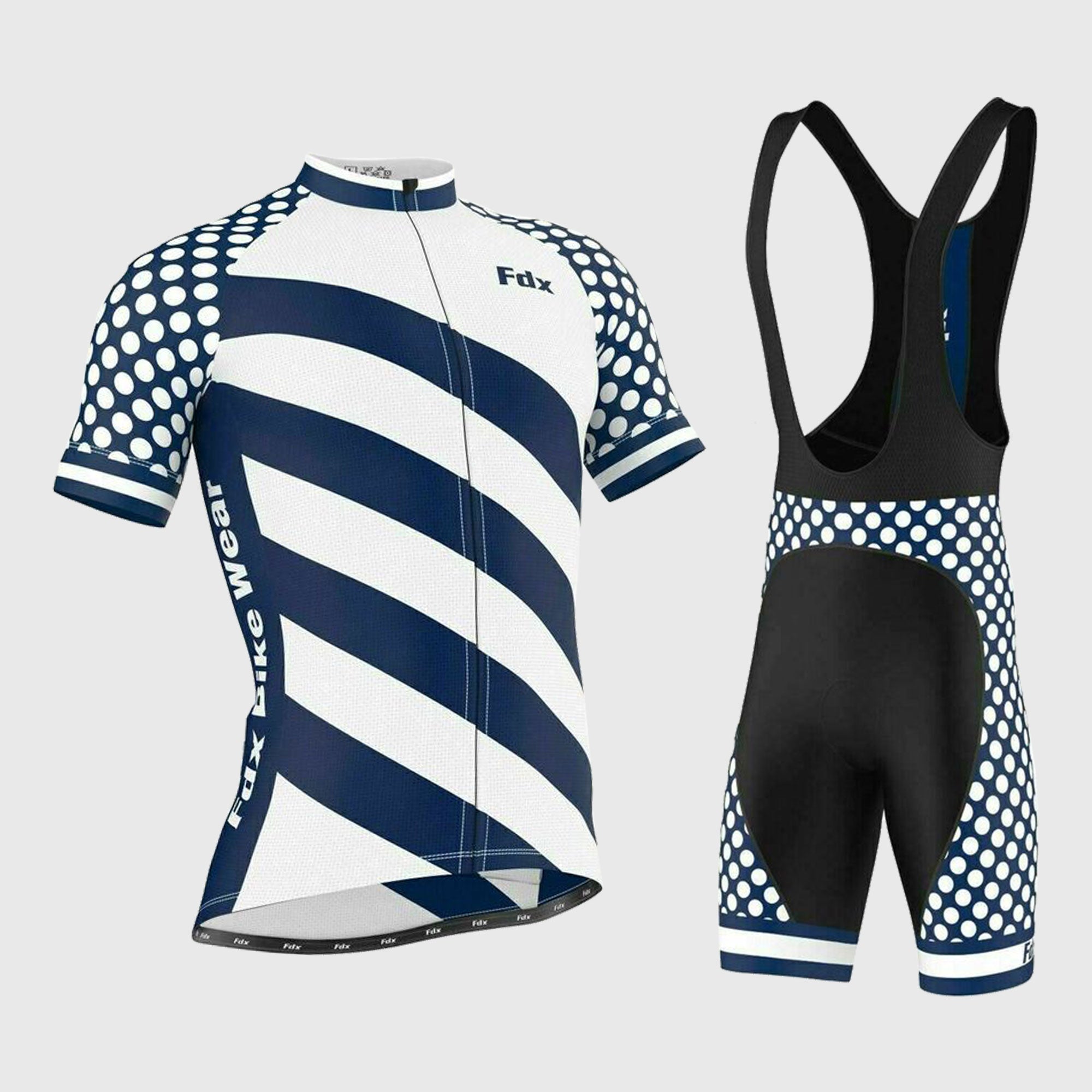 Fdx Men's Set Equin White Short Sleeve Summer Cycling Jersey & Bib Shorts