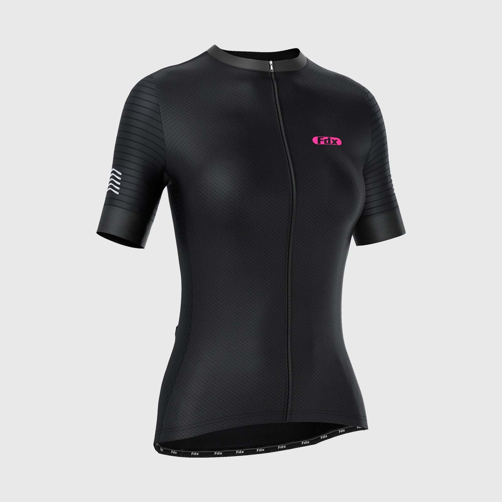 Fdx Essential Black Women's Short Sleeve Summer Cycling Jersey