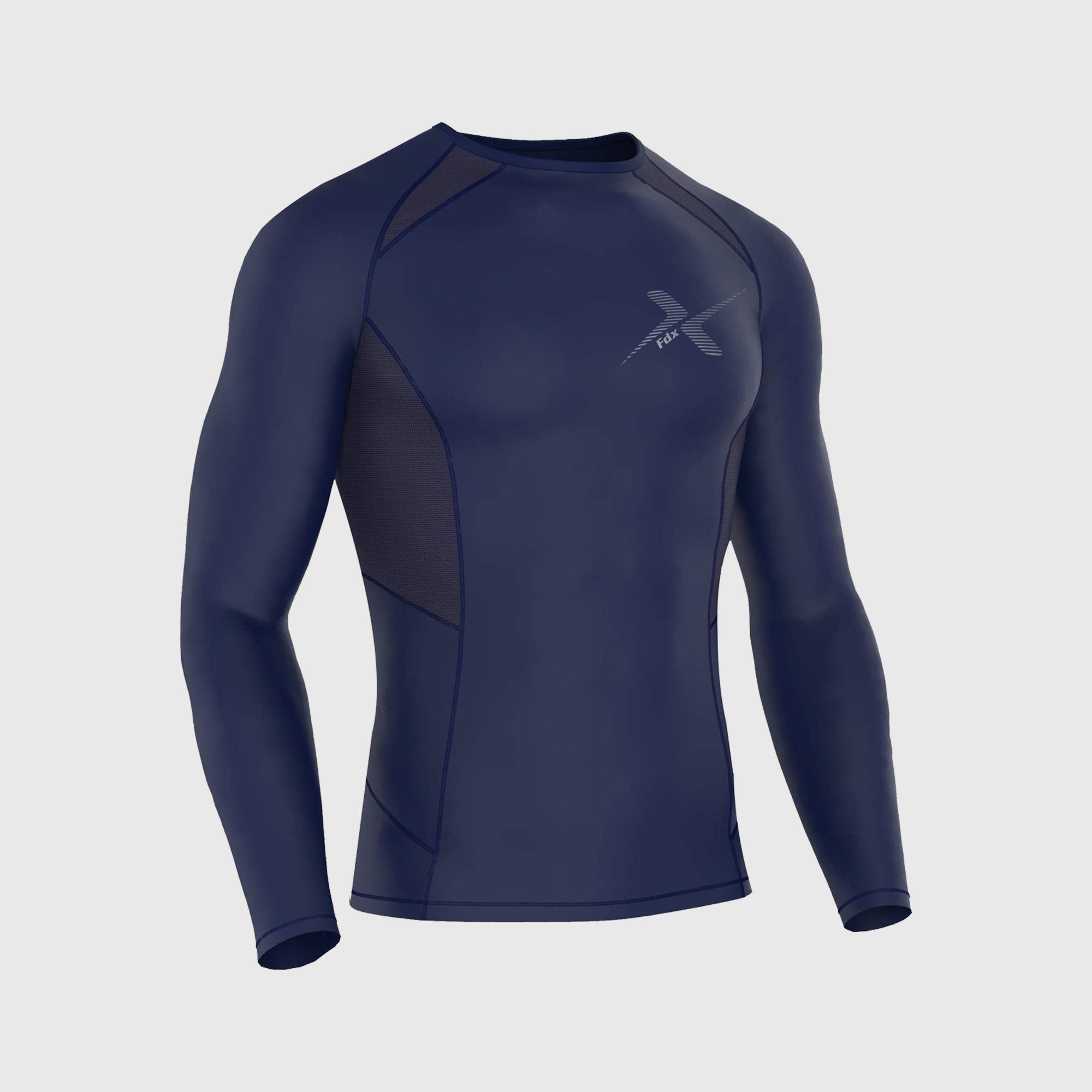 Fdx Recoil Navy Blue Men's Base Layer Thermal Winter Compression Top