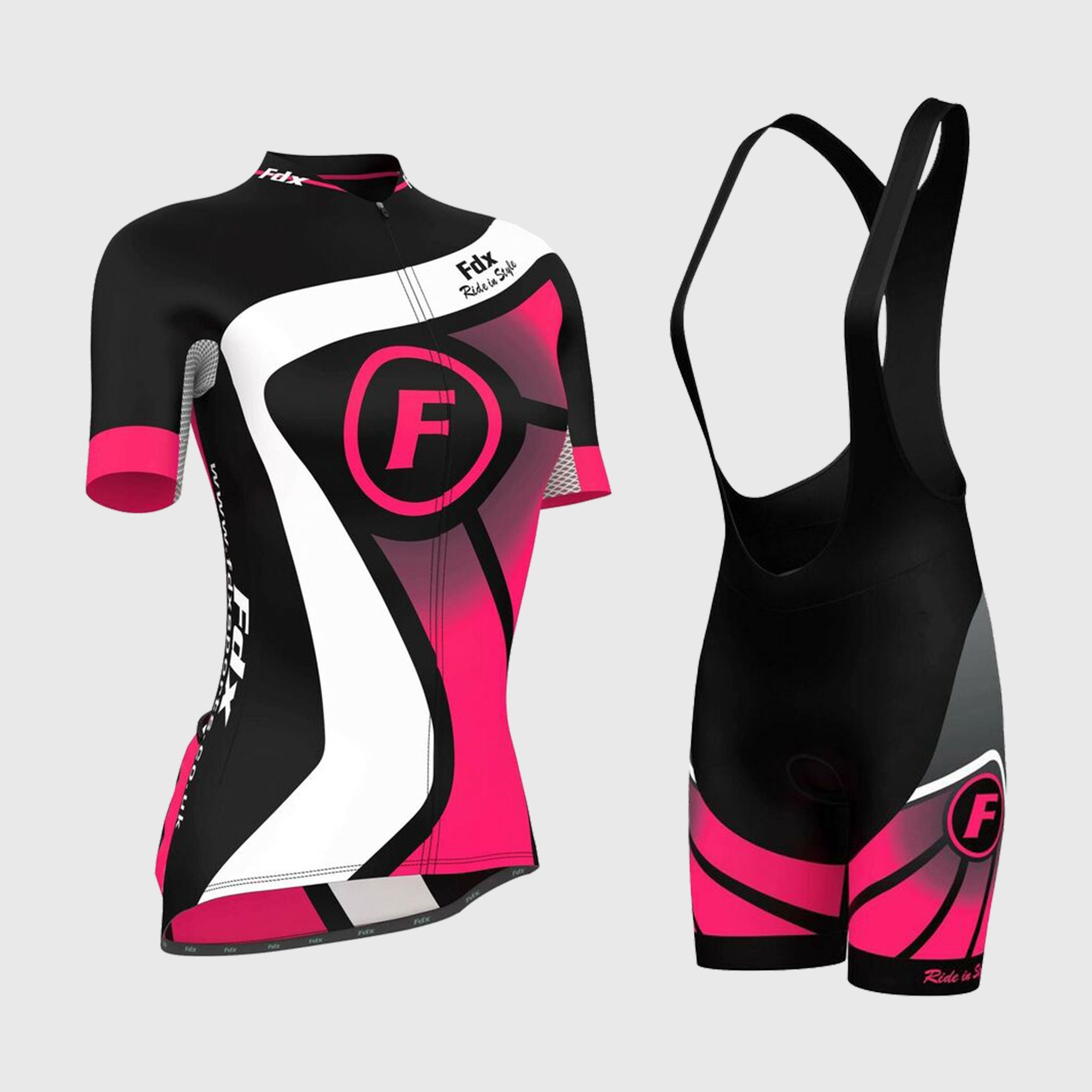 Fdx Women's Set Signature Pink Summer Cycling Jersey & Bib Shorts