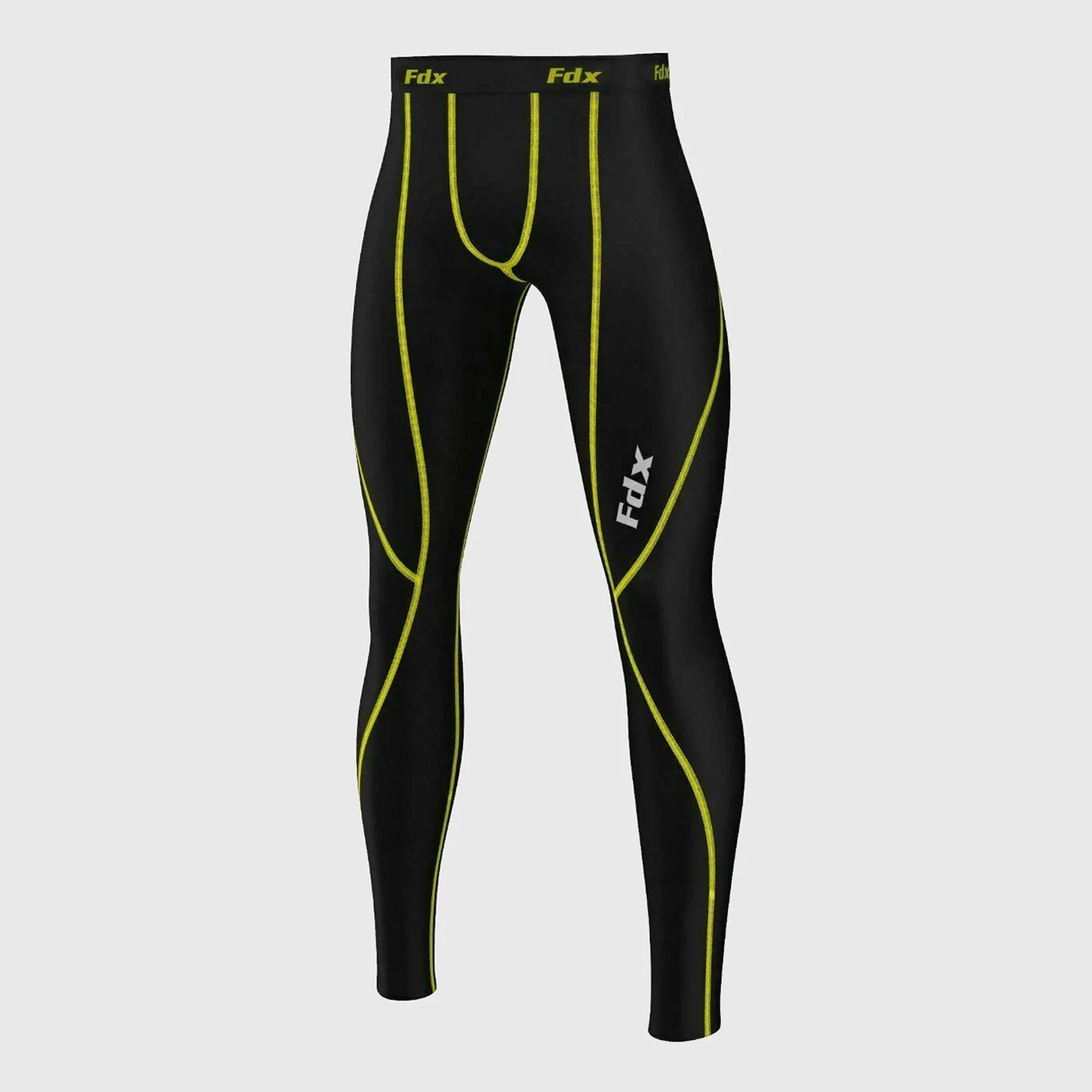Fdx T5 Men's Winter Compression Leggings Grey, Green Yellow| FDX Sports®