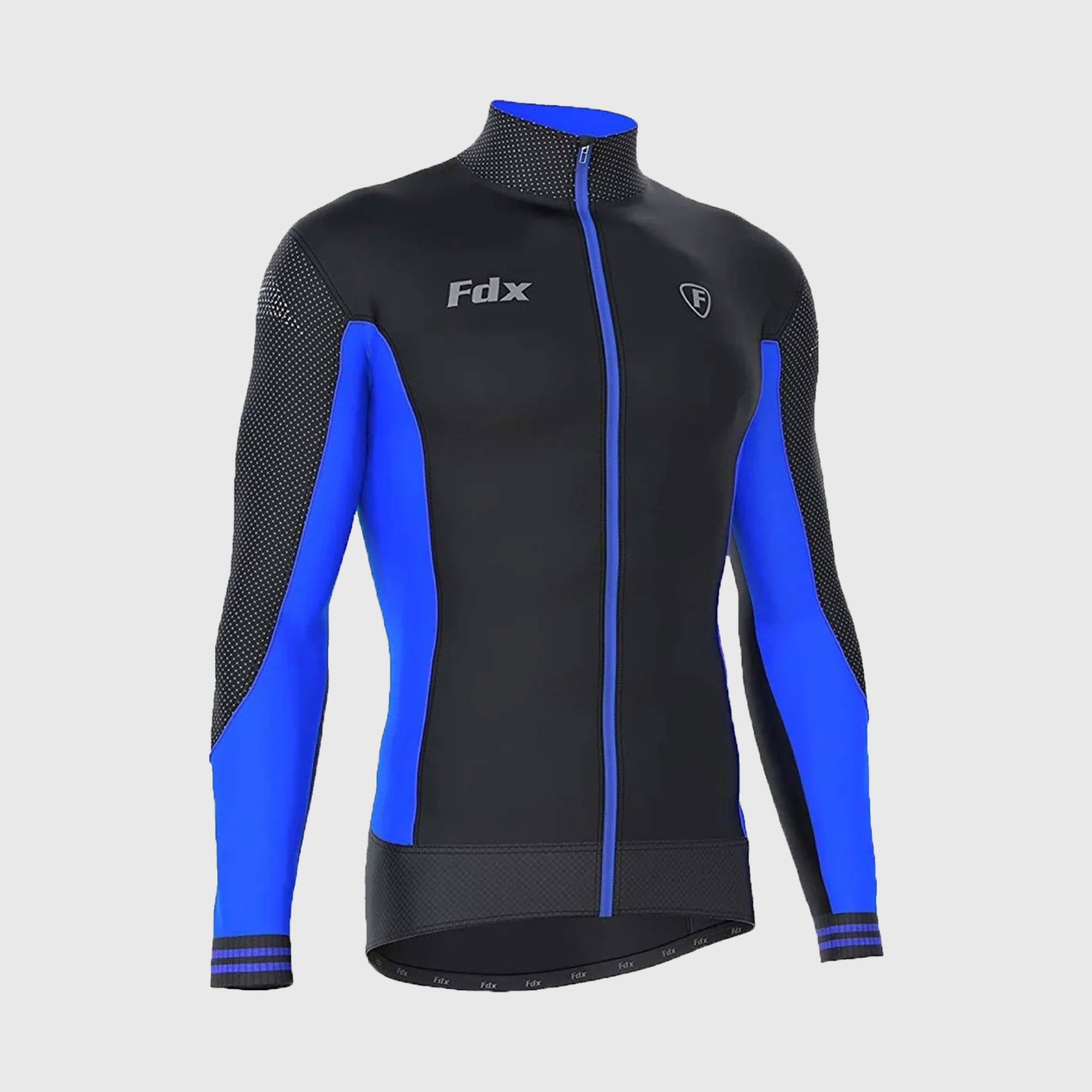 Fdx Thermodream Men's Blue Thermal Roubaix Long Sleeve Cycling Jersey