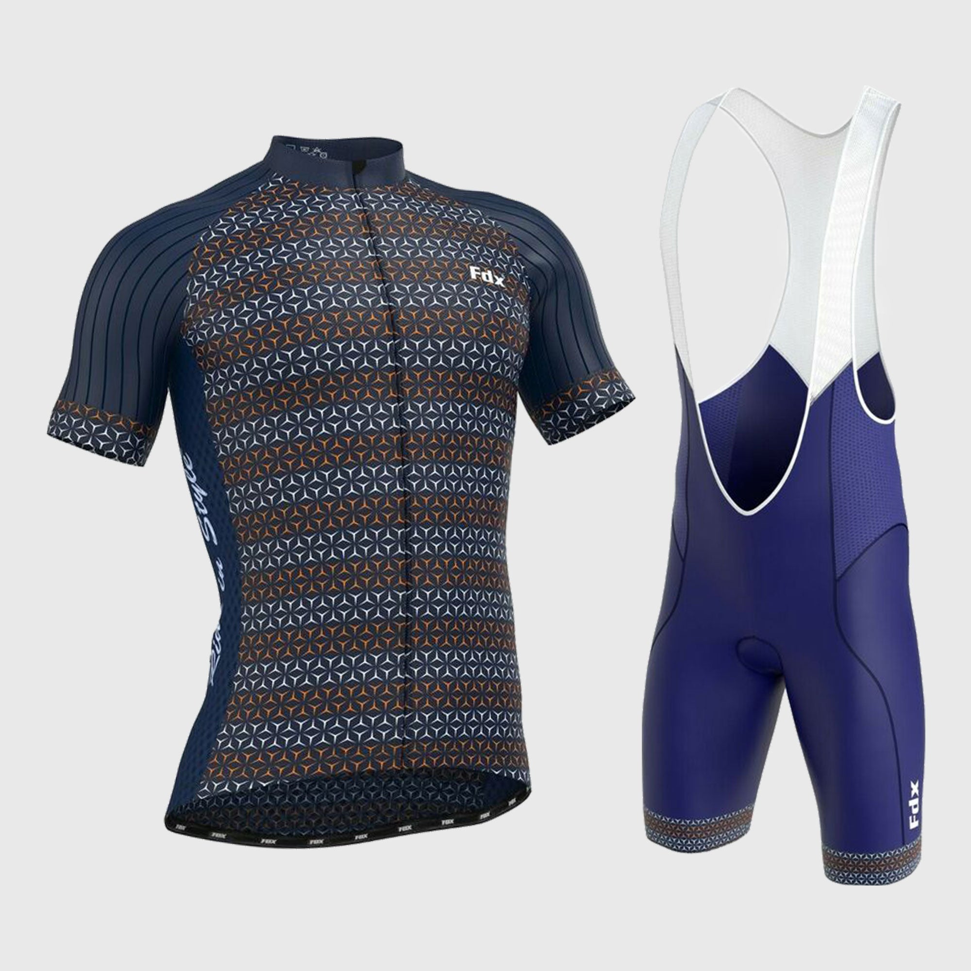 Fdx Men's Set Vega Blue Short Sleeve Jersey & Bib Shorts