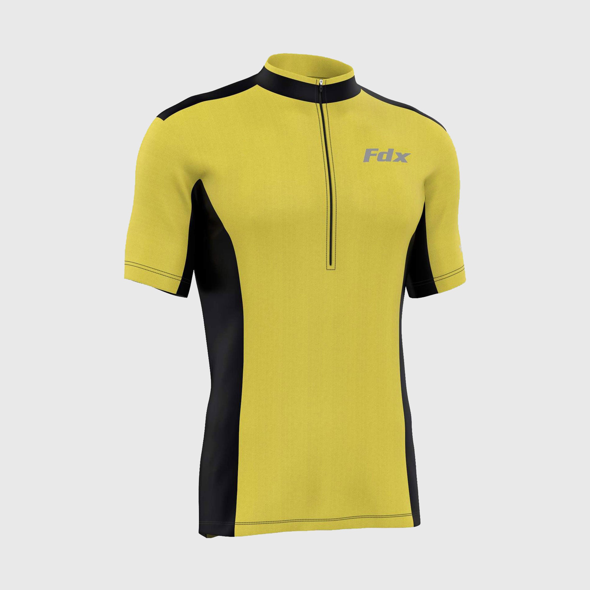 Fdx Vertex Yellow Men's Short Sleeve Summer Cycling Jersey