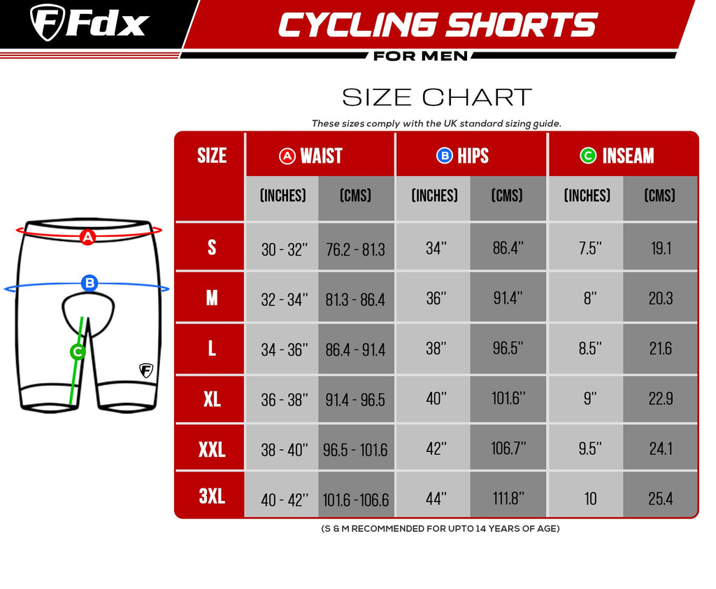 Fdx All Day Men's Gel Padded Summer Cycling Shorts Red, Grey, Blue & Navy  Blue
