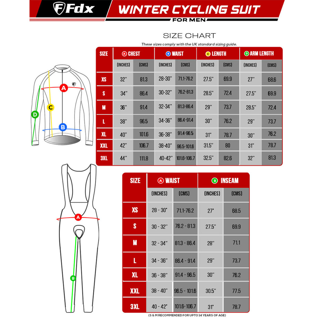 Fdx Men's Set Thermodream Thermal Roubaix Long Sleeve Cycling Jersey & Bib Tights - Blue