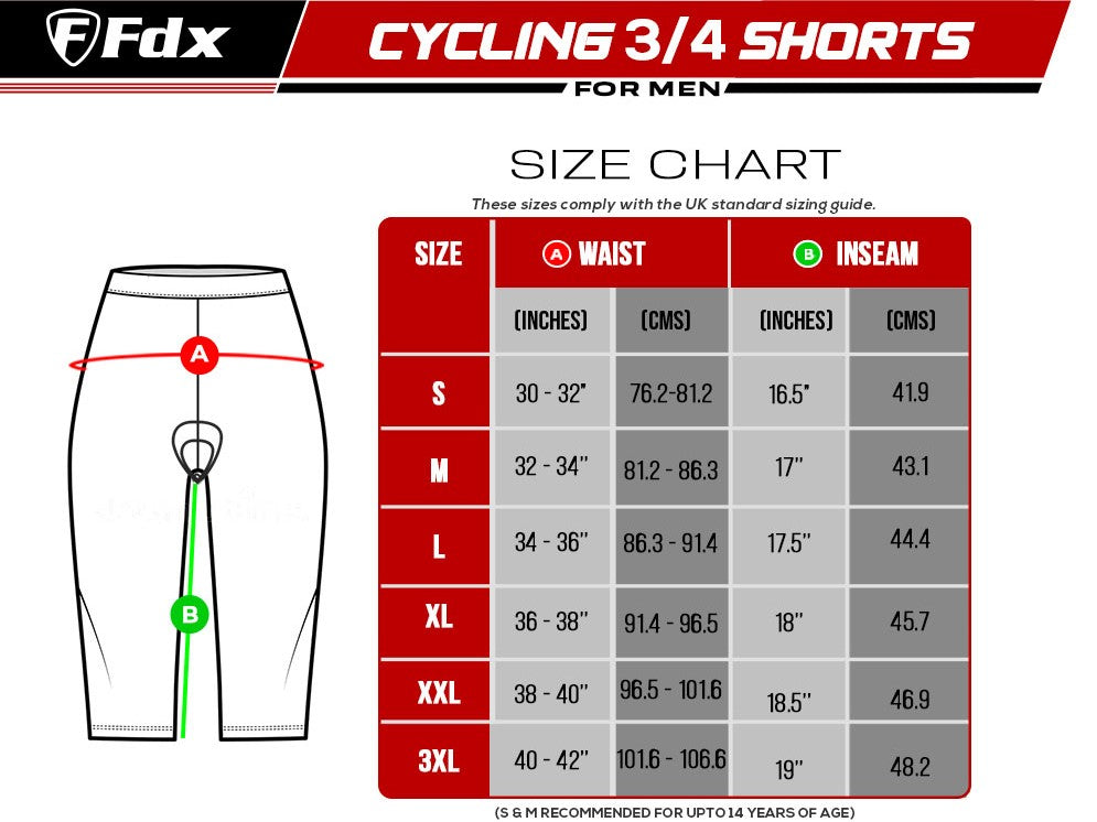 FDX GALLOP RED MEN'S 3/4 GEL PADDED SUMMER CYCLING SHORTS