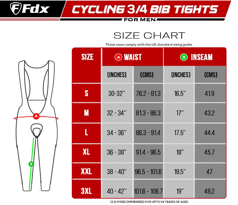 Fdx Gallop White Men's Cycling Gel Padded 3/4 Bib Tights