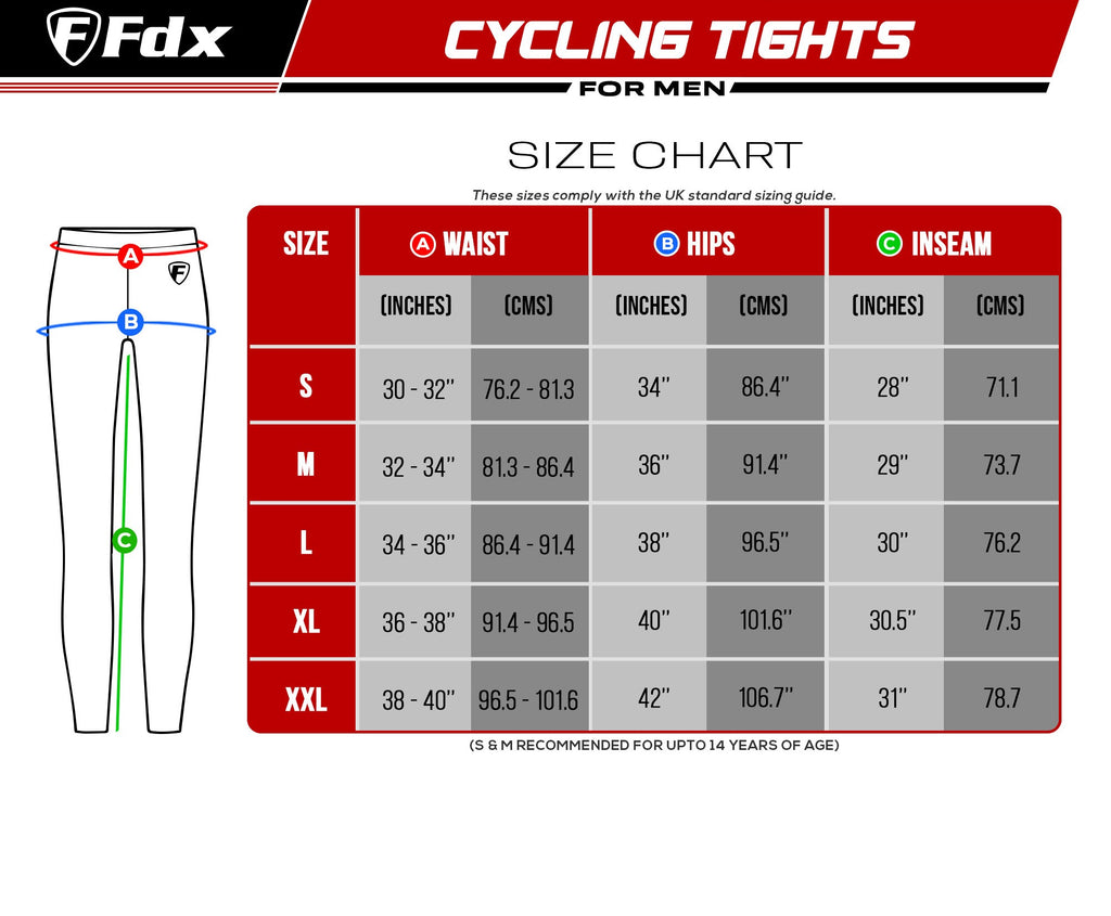 Fdx Blaze Men's Winter Cycling Tights Yellow, Blue & Red