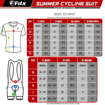 Fdx Women's Set Duo Blue Short Sleeve Cycling Jersey & Cargo Bib Shorts