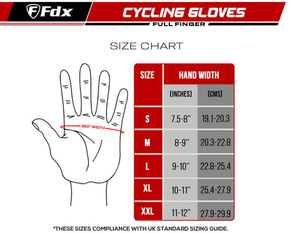 Fdx Zesto White Full Finger Winter Cycling Gloves