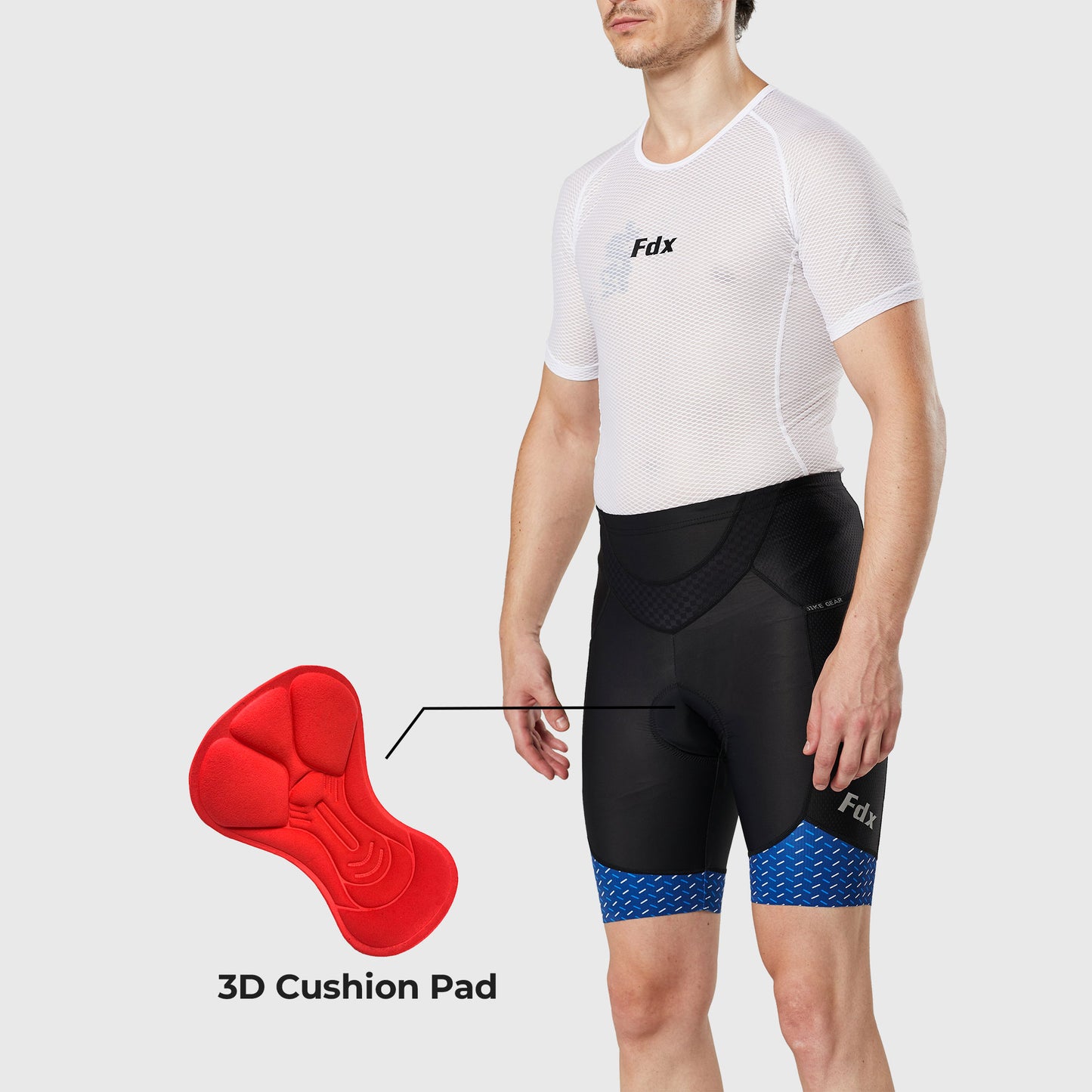 Fdx Essential Blue Men's Padded Cycling Shorts with Pockets