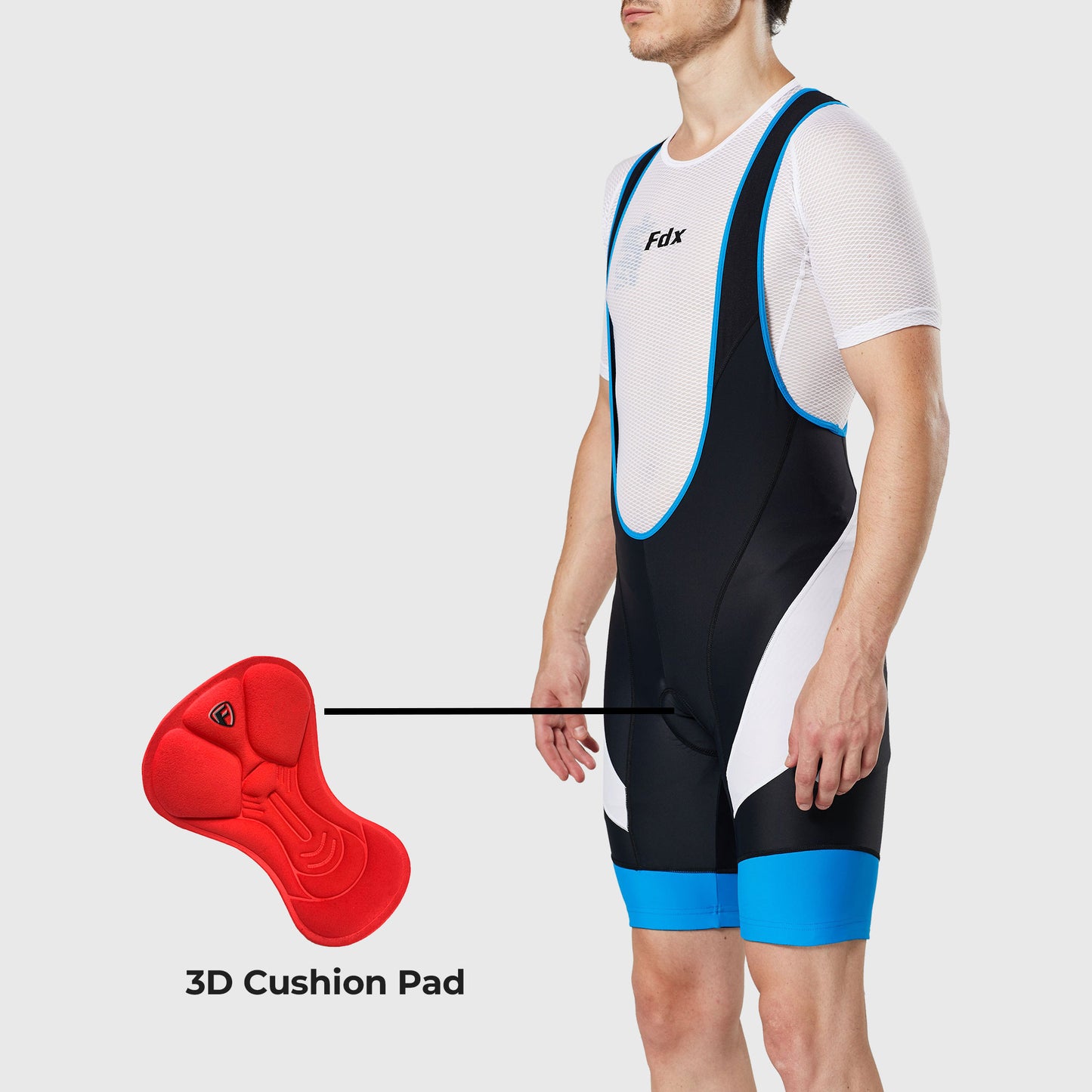 Fdx Windsor Blue Men's Padded Summer Cycling Bib Shorts