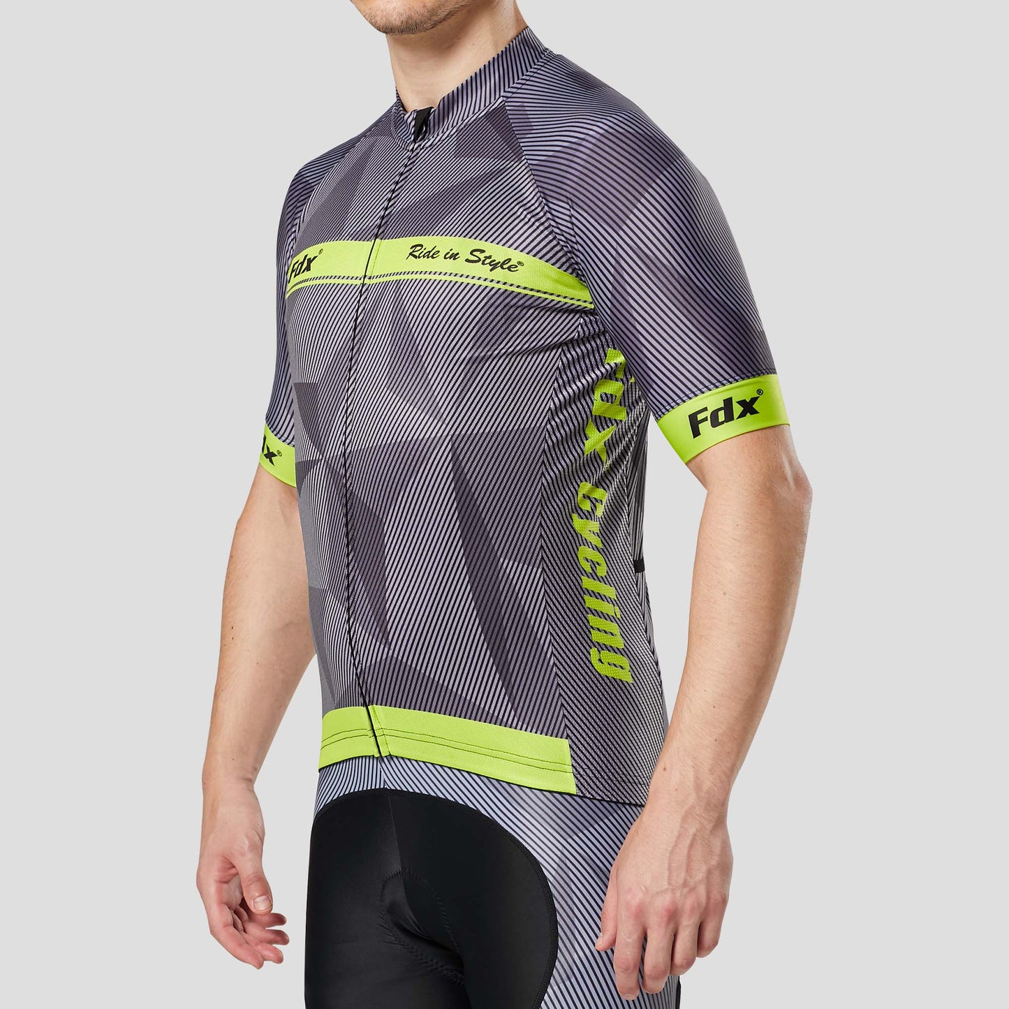 Fdx Splinter Yellow Men's Short Sleeve Summer Cycling Jersey