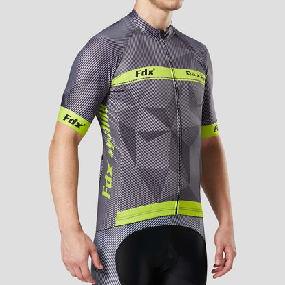 Fdx Splinter Yellow Men's Short Sleeve Summer Cycling Jersey