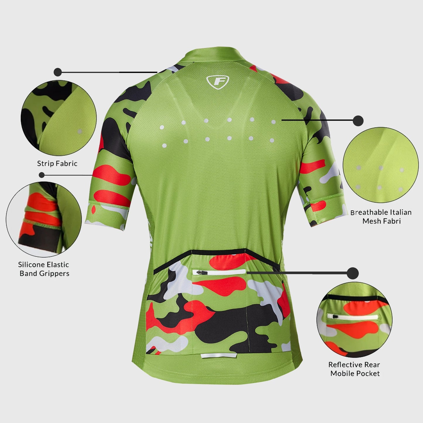 Fdx Camouflage Green Men's Short Sleeve Summer Cycling Jersey