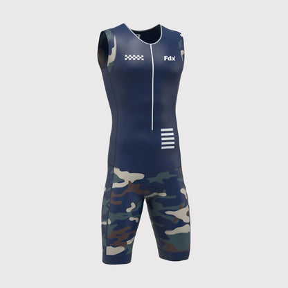 Fdx Camouflage Navy Blue Men's Padded Triathlon Suit