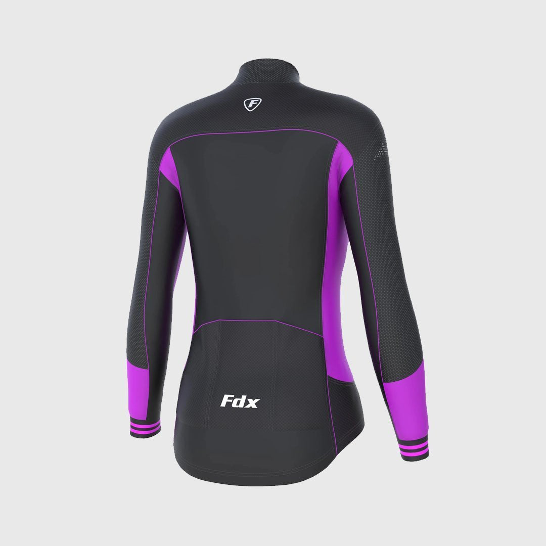 Fdx Women's Set Thermodream Thermal Long Sleeve Cycling Jersey & Bib Tights - Purple