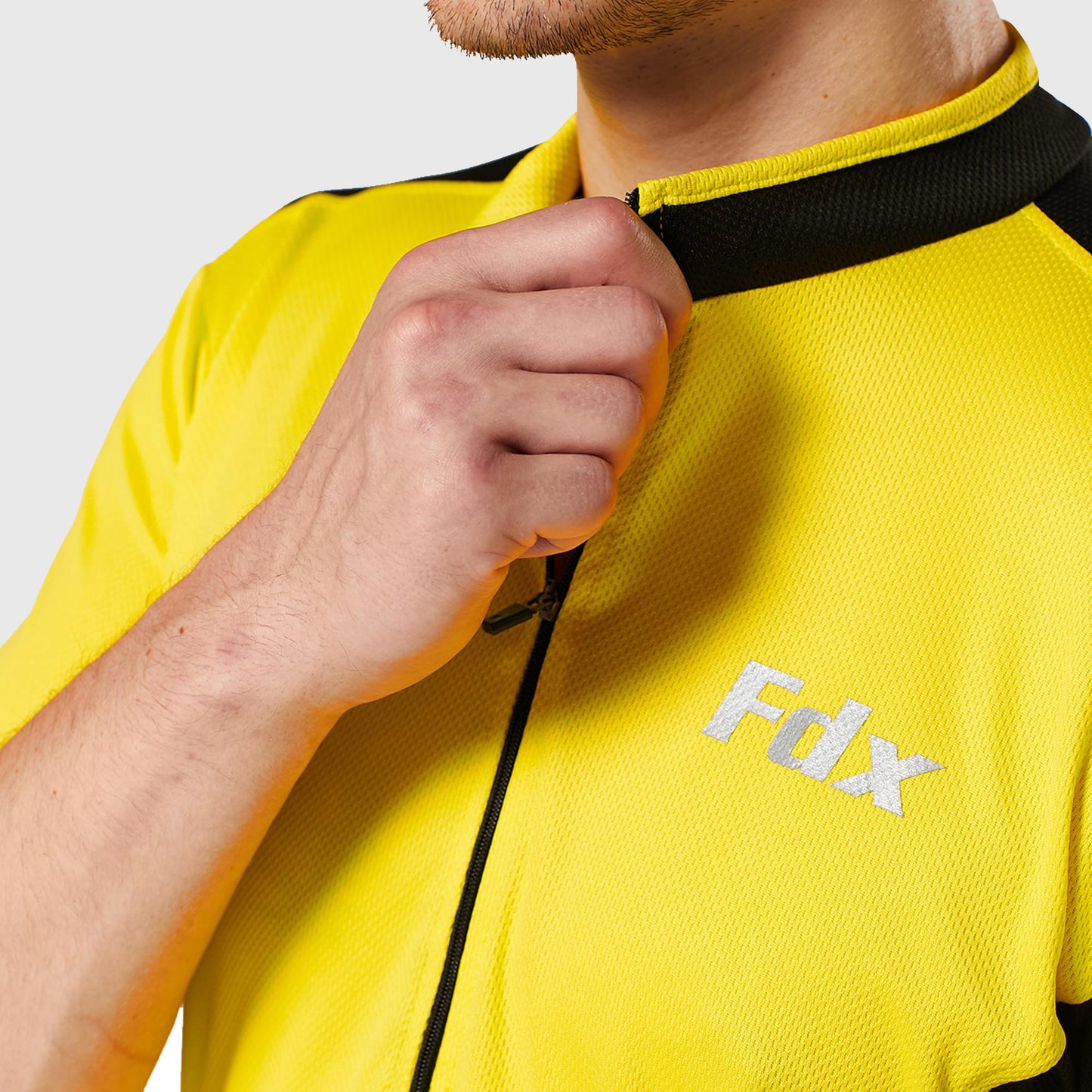 Fdx Vertex Yellow Men's Short Sleeve Summer Cycling Jersey