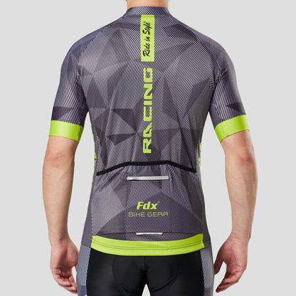 Fdx Splinter Yellow Men's Short Sleeve Summer Cycling Jersey