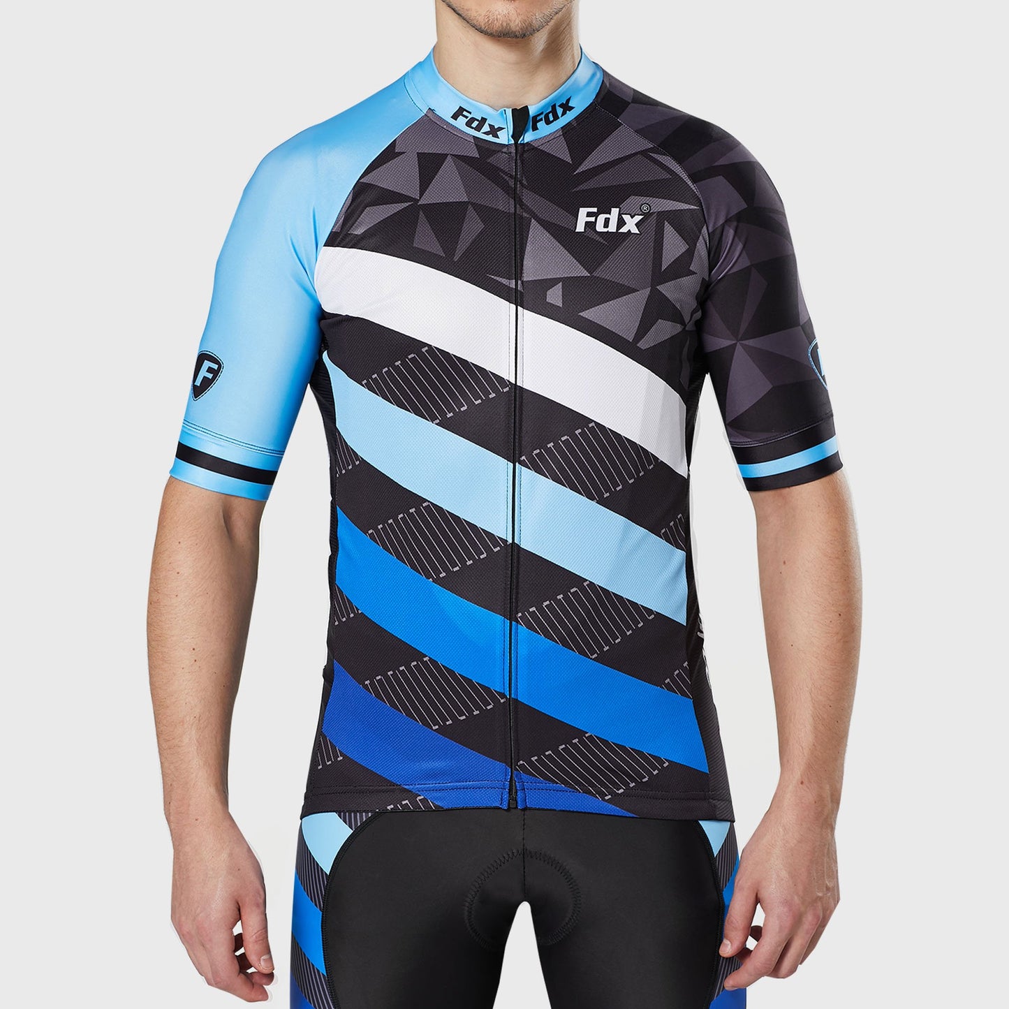 Fdx Equin Blue Men's Short Sleeve Summer Cycling Jersey