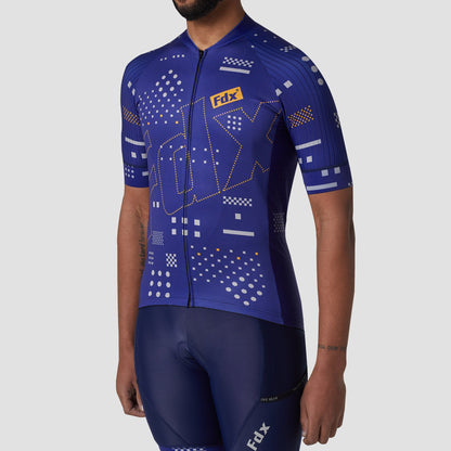 Fdx All Day Blue Men's Short Sleeve Summer Cycling Jersey