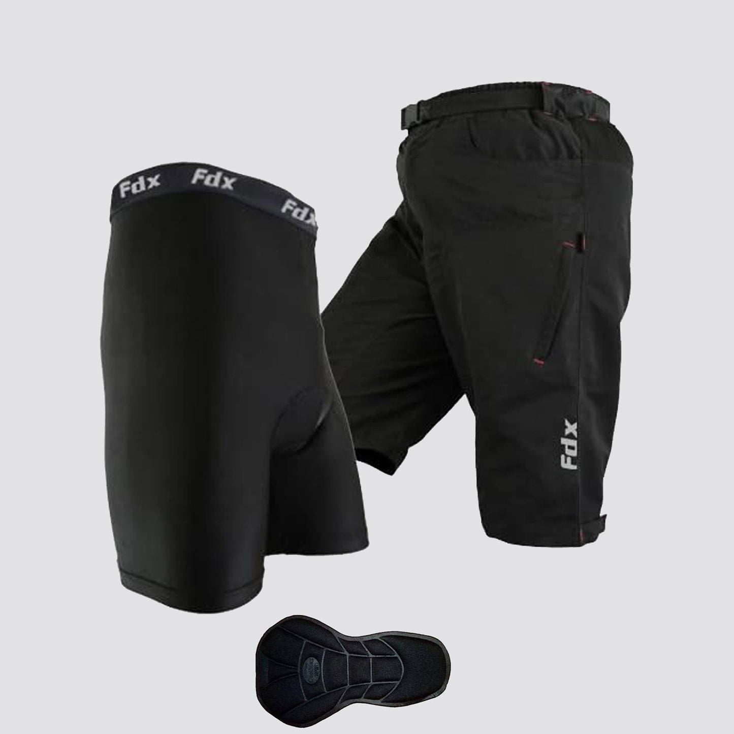 Fdx Drifter Black Men's MTB Padded Summer Cycling Shorts