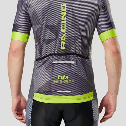 Fdx Splinter Yellow Men's Short Sleeve Summer Cycling Jersey