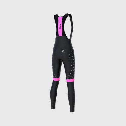 Fdx Women's Set Polka Dots Thermal Long Sleeve Cycling Jersey & Bib Tights - Pink