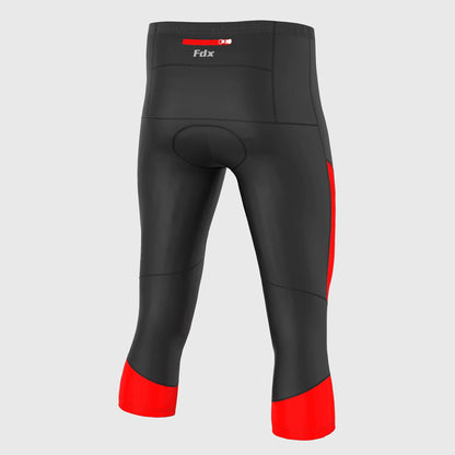 FDX GALLOP RED MEN'S 3/4 GEL PADDED SUMMER CYCLING SHORTS