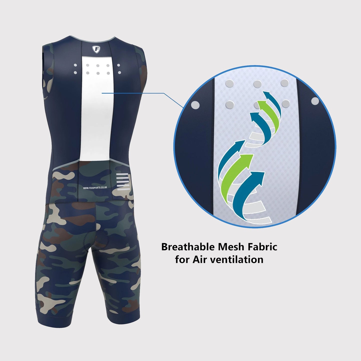 Fdx Camouflage Navy Blue Men's Padded Triathlon Suit